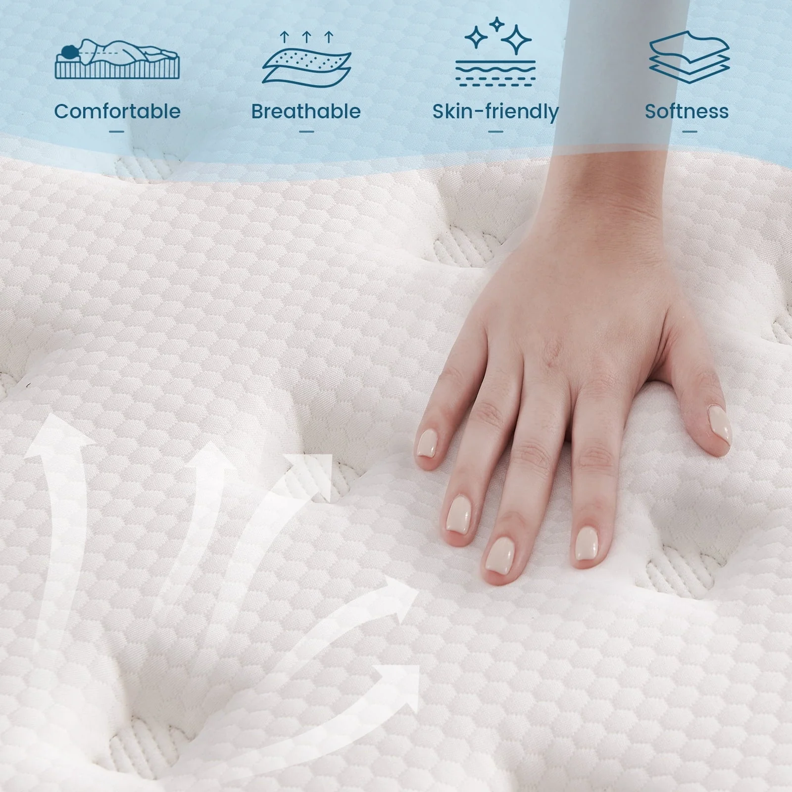 Vantto Queen Mattress, 10 Inch Memory Foam Hybrid Mattress, Individual Pocket Springs Mattress with Pressure Relief, Motion Isolation, CertiPUR-US, 100 Nights Trial