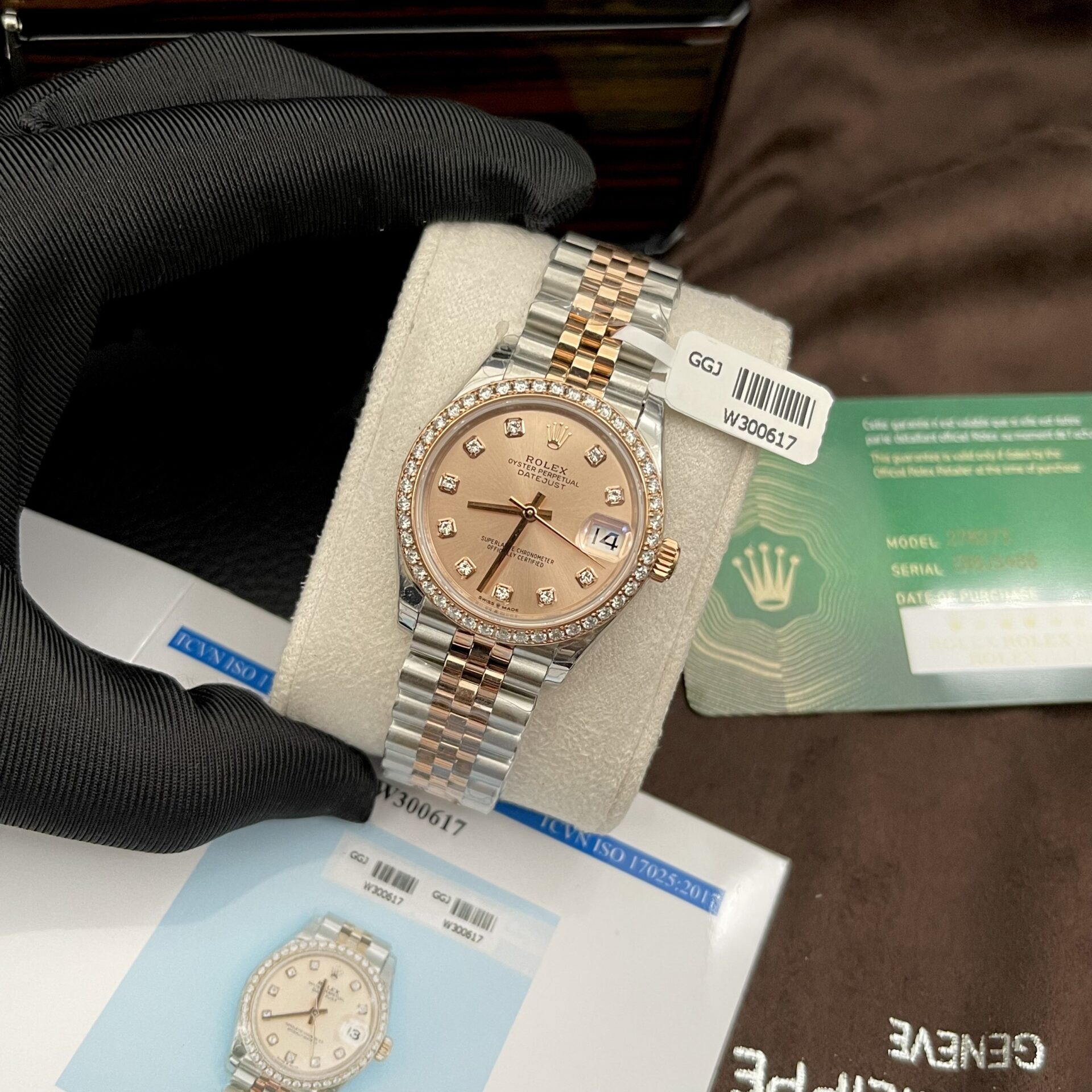 Rolex Rep 11 Watch DateJust Pink Dial Moissanite Diamond Bezel EW 31mm - Top club