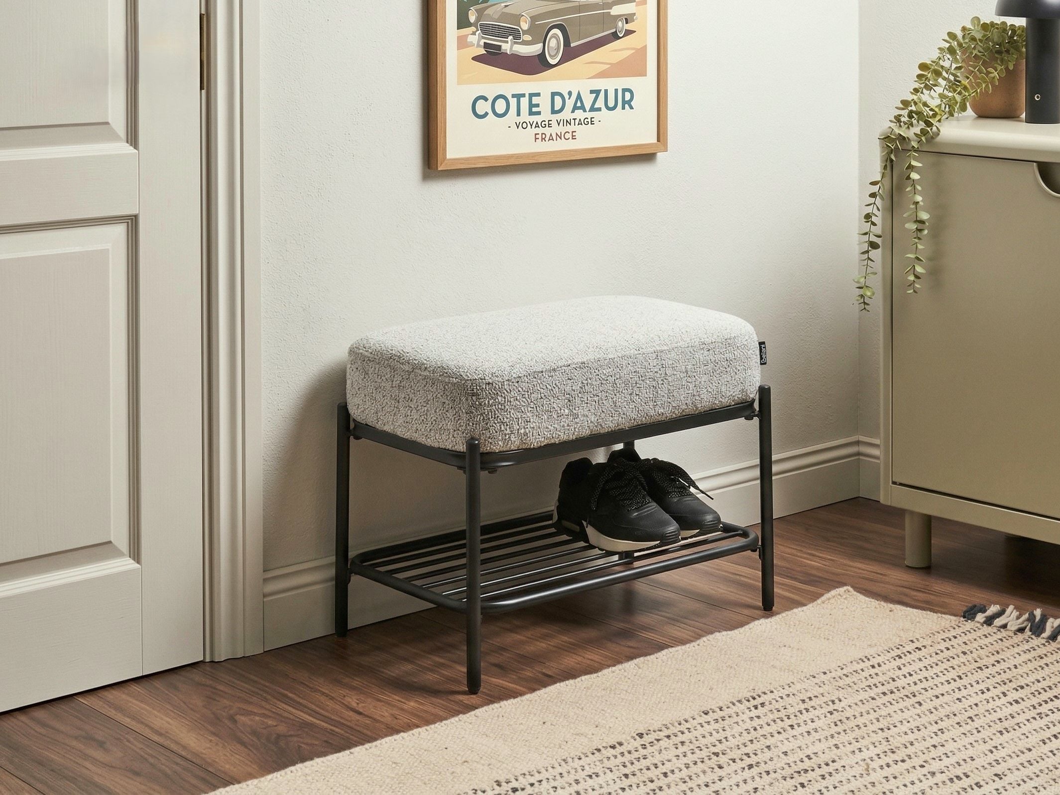 Shoe Bench TRUCKEE Fabric Grey