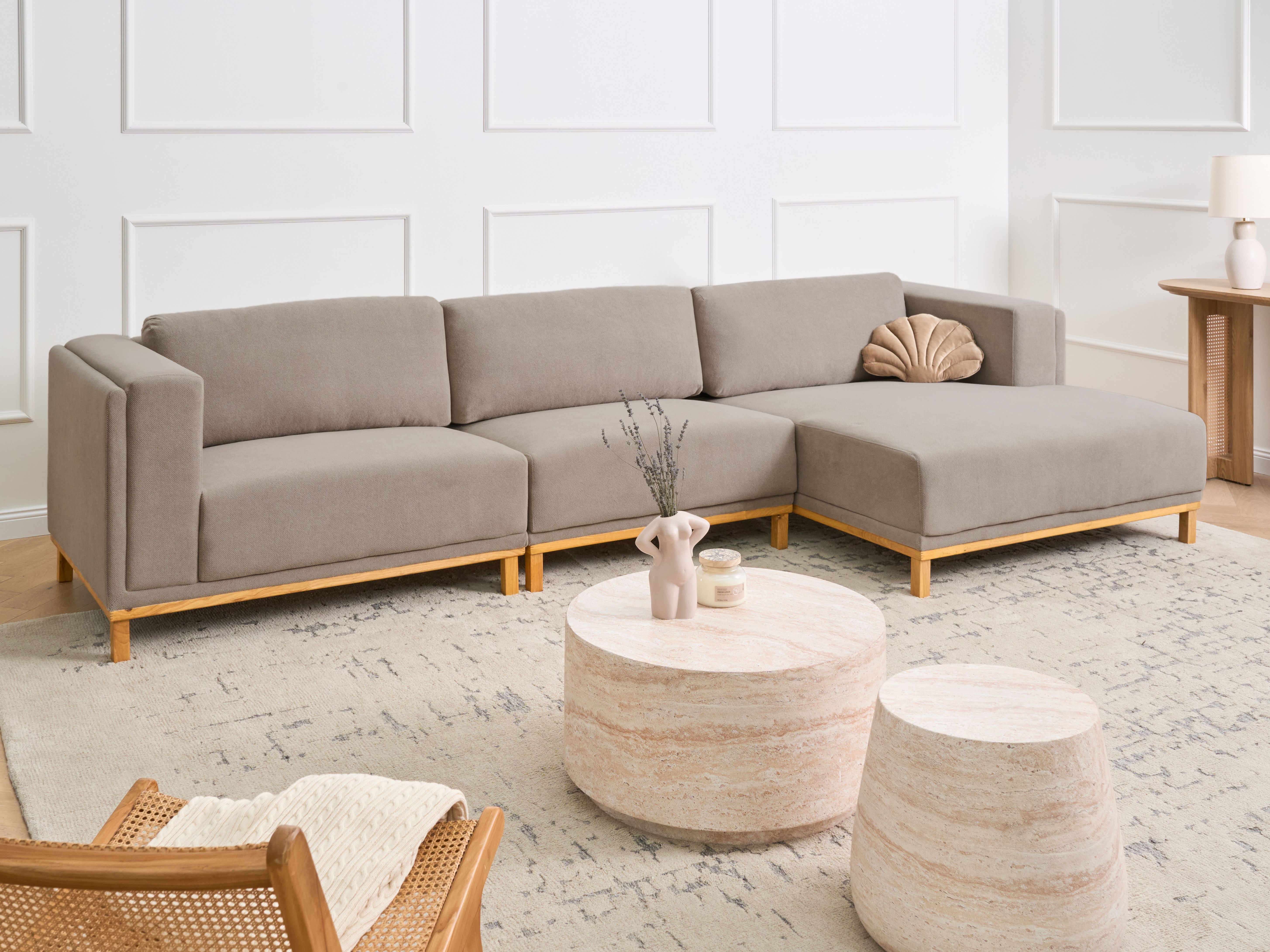 Corner Sofa 5 Seater VENG Fabric Taupe Left Hand