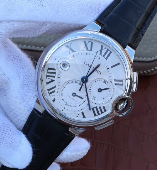 Replica Cartier Ballon Bleu De Cartier Chrono SS White Dial A8101 - Elite Watch Atelier