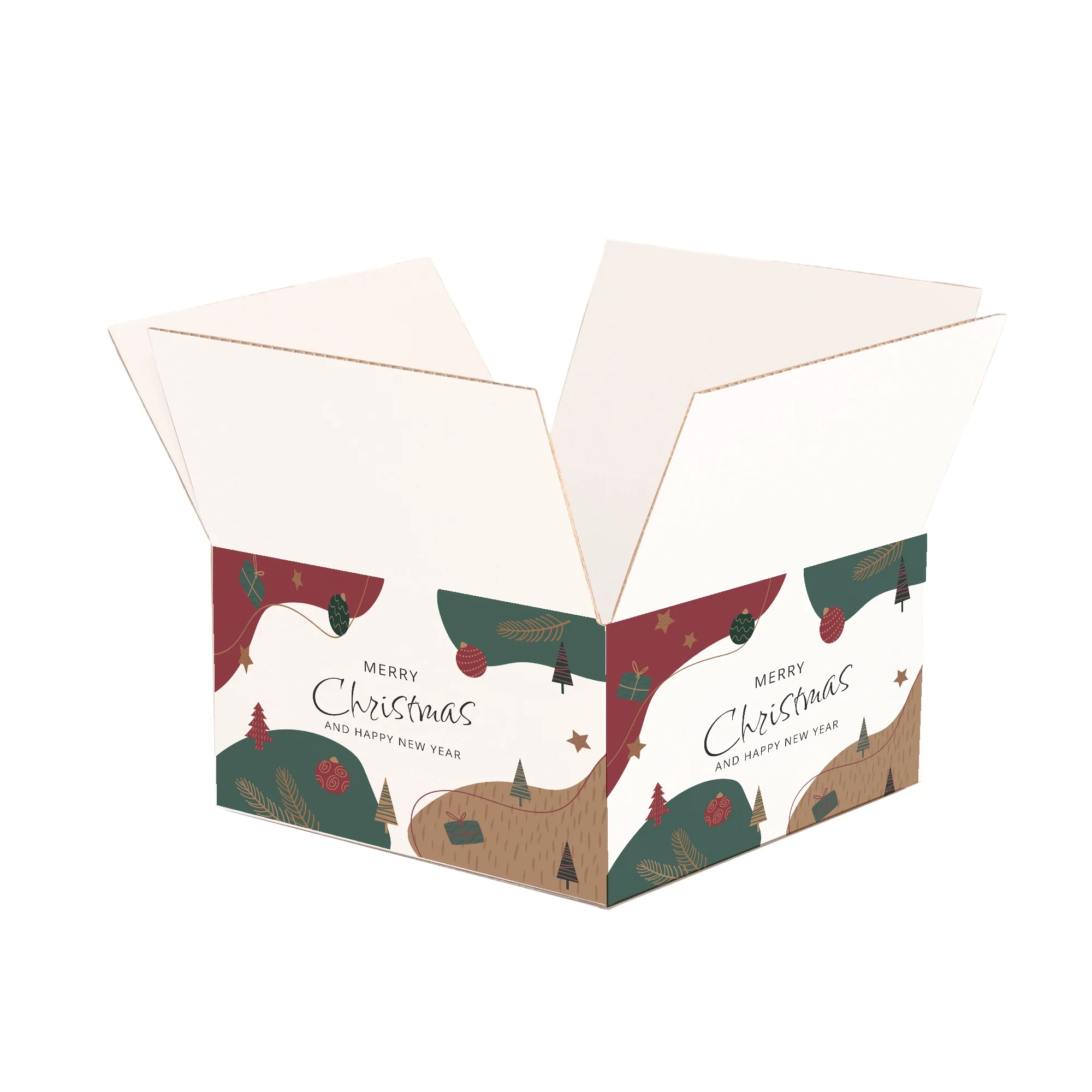 Ucanpack Christmas Boxes 12x12x3 inch - 50 Pack Abstract Xmas Printed Christmas Box Bulk - Holiday Shipping Box Made in USA Christmas Packaging Small Business