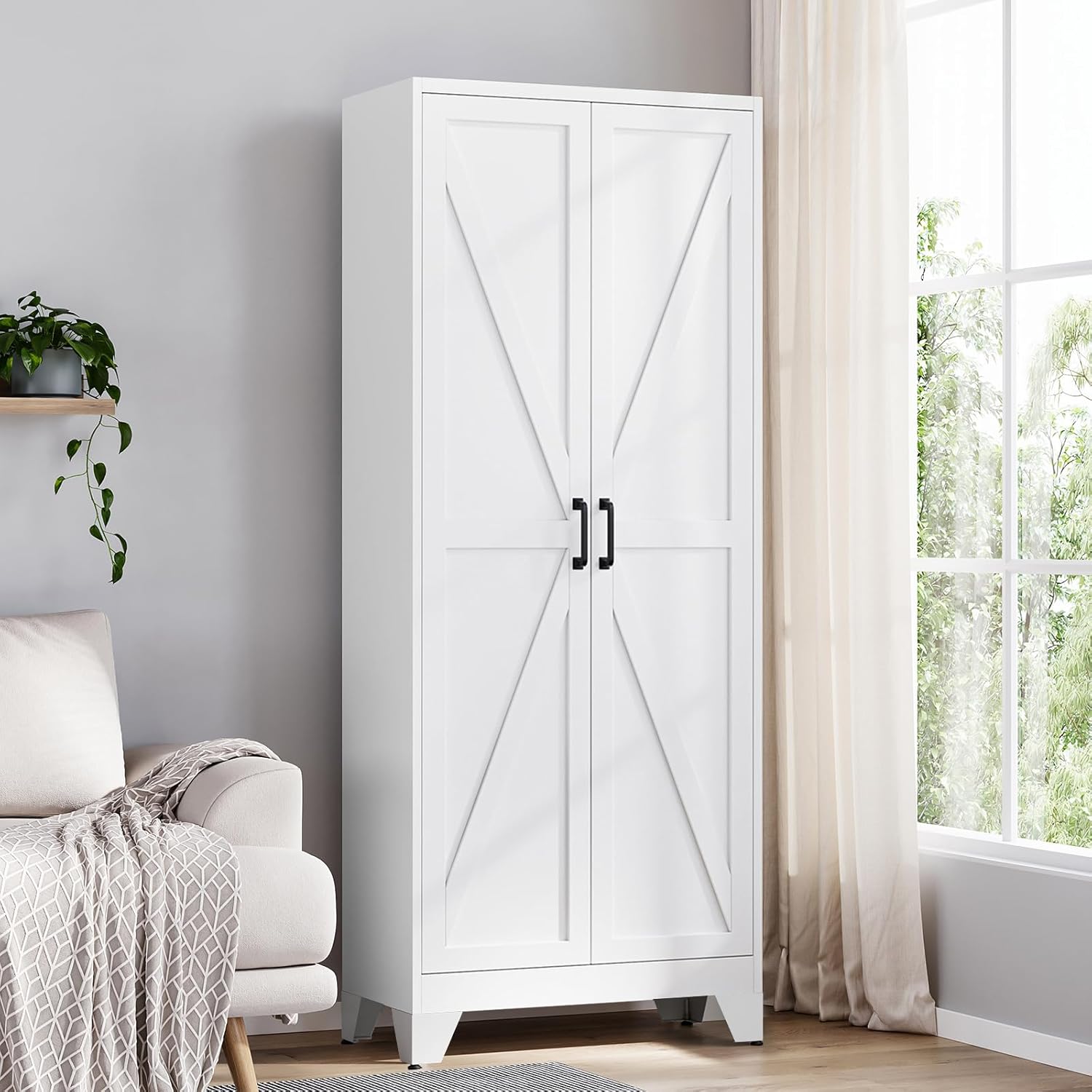Yizosh Metal Storage Cabinet with Doors and 4 Adjustable Shelves - 75
