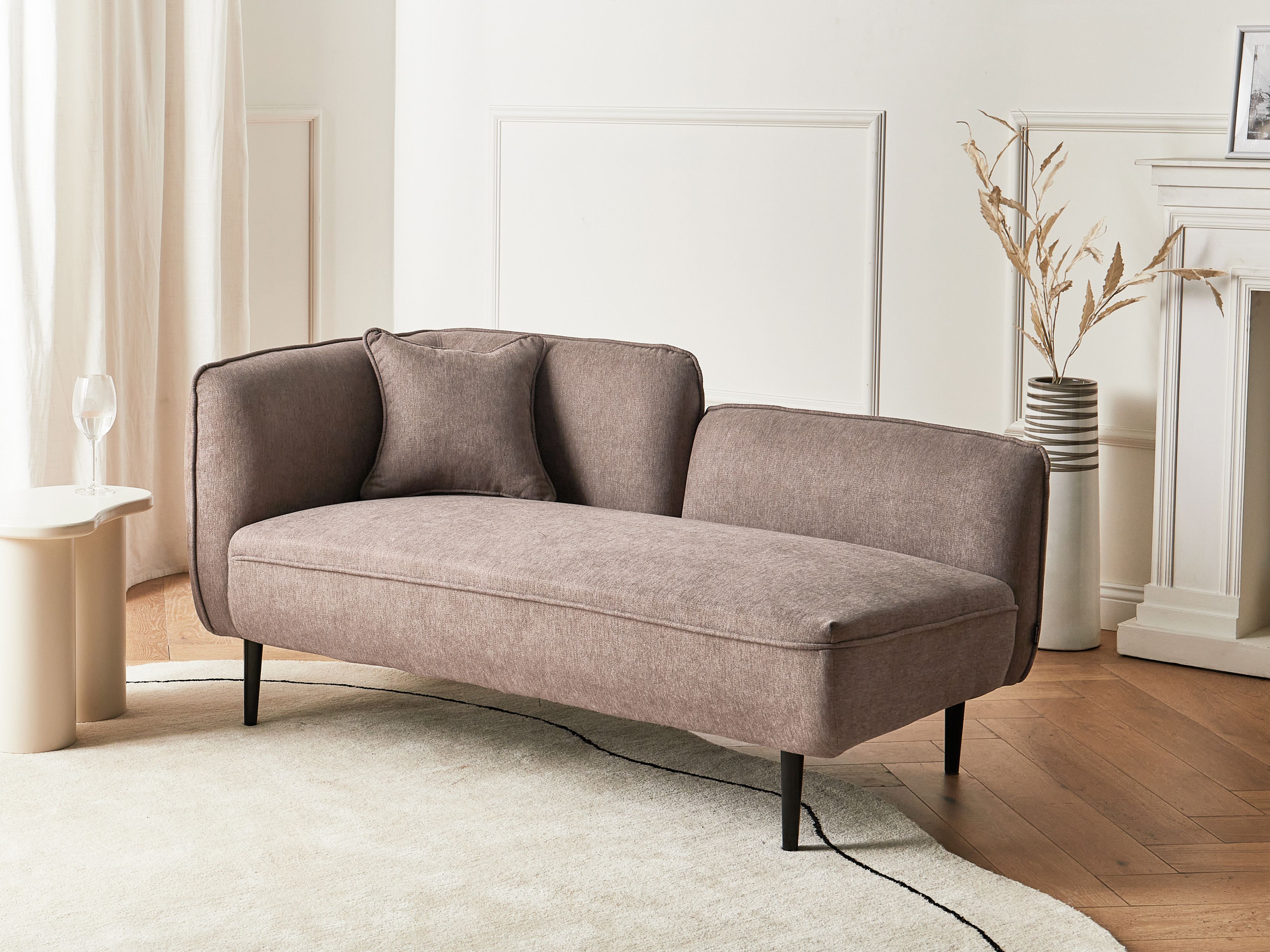 Left-Hand Chaise Lounge CHEVANNES Fabric Light Brown