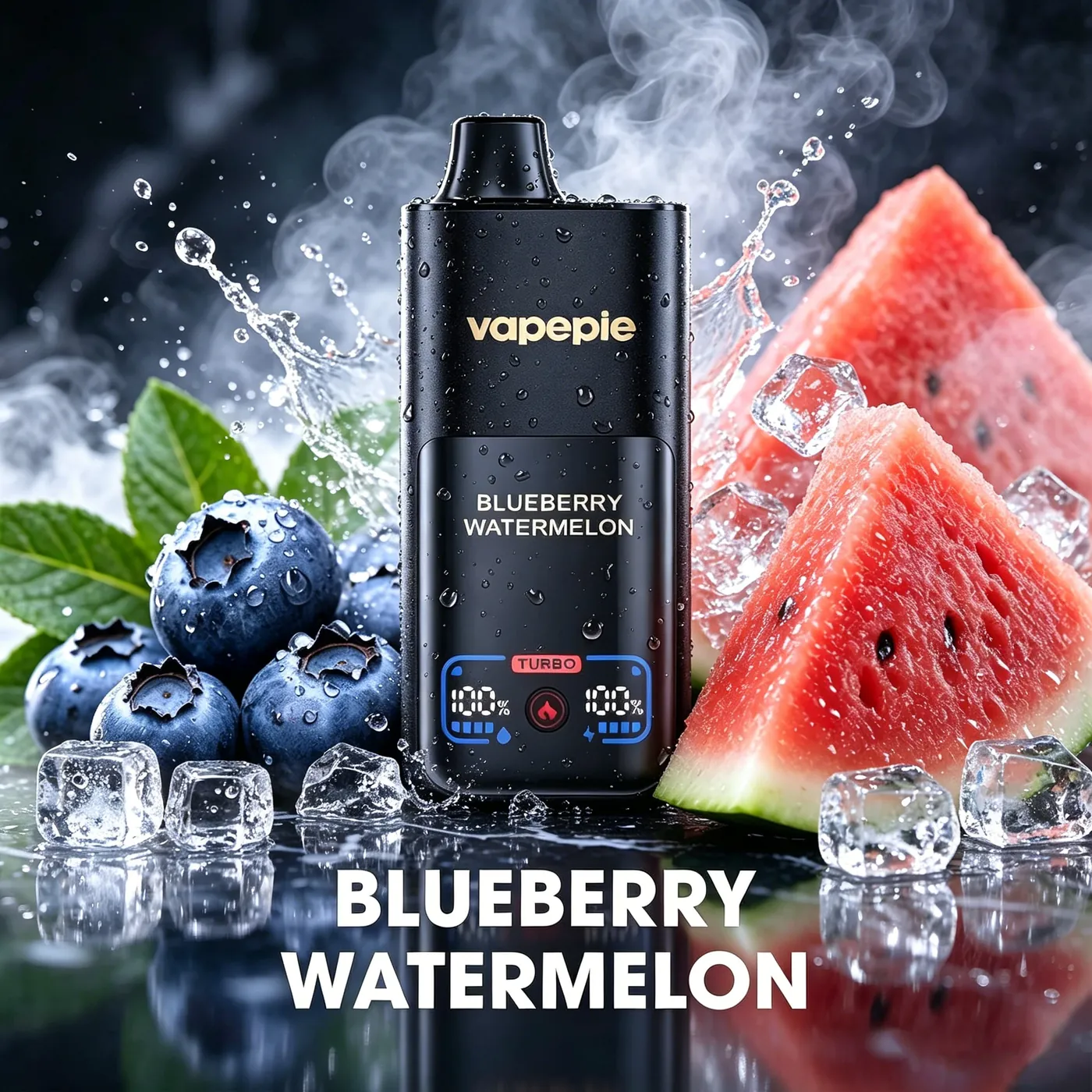 VAPEPIE MEGA 70 000 puffów – Blueberry Watermelon; ekran z poziomem baterii i tryb TURBO