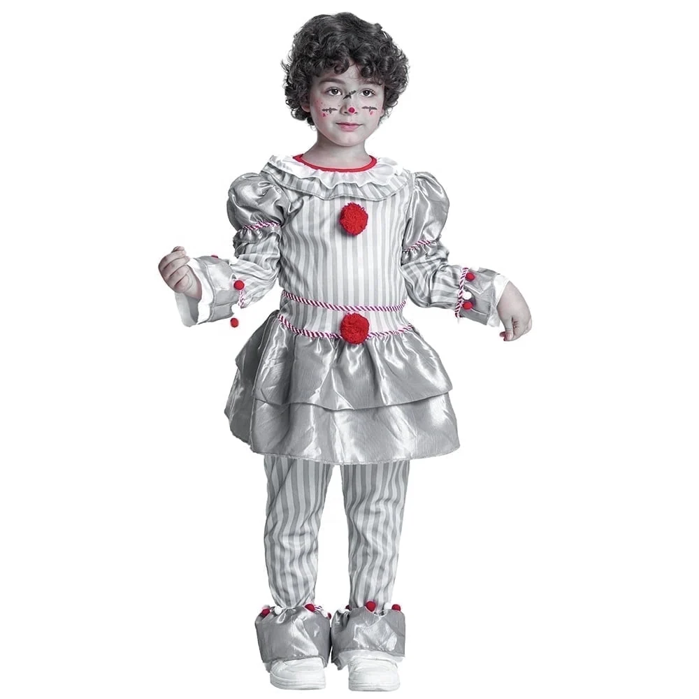 Kids Clown Costume Halloween, Classic Movies Character Fancy Dress Suit for Boys Girls Carnival Party 3-10 Years - Image 4 Kids Clown Costume Halloween, Classic Movies Character Fancy Dress Suit for Boys Girls Carnival Party 3-10 Years - Image 4