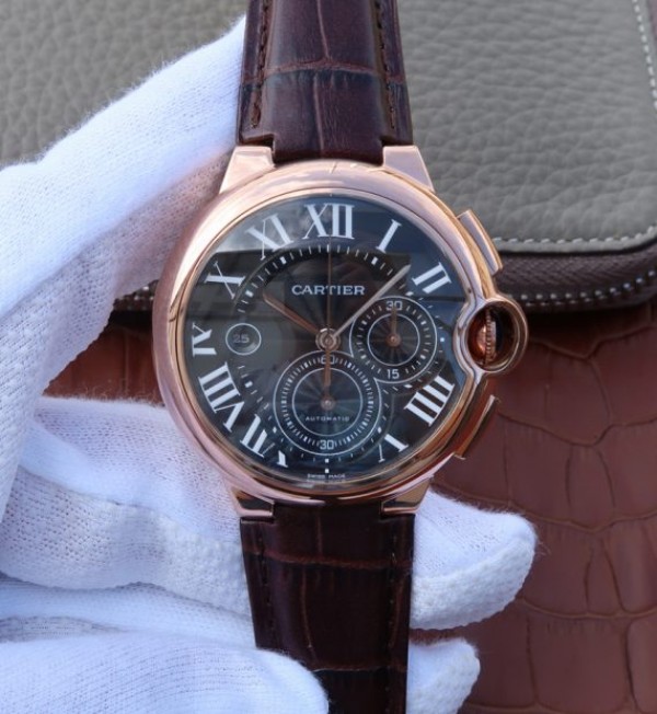 Replica Cartier Ballon Bleu De Cartier Chrono RG Black Dial A8101 - Top club