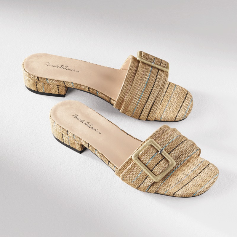 Amanda D'laurie Linen Buckle Slide - MIDNIGHT VELVET CATALOG
