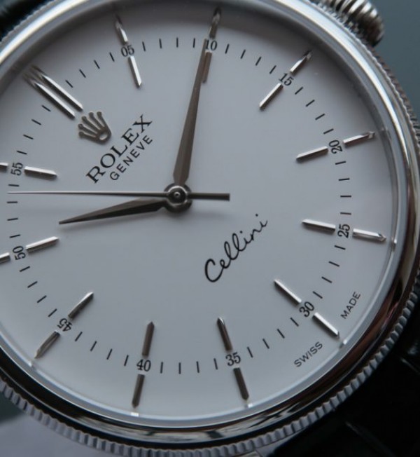 Replica Rolex MK Cellini Time 50509 SS White Dial Leather Strap - Elite Watch Atelier