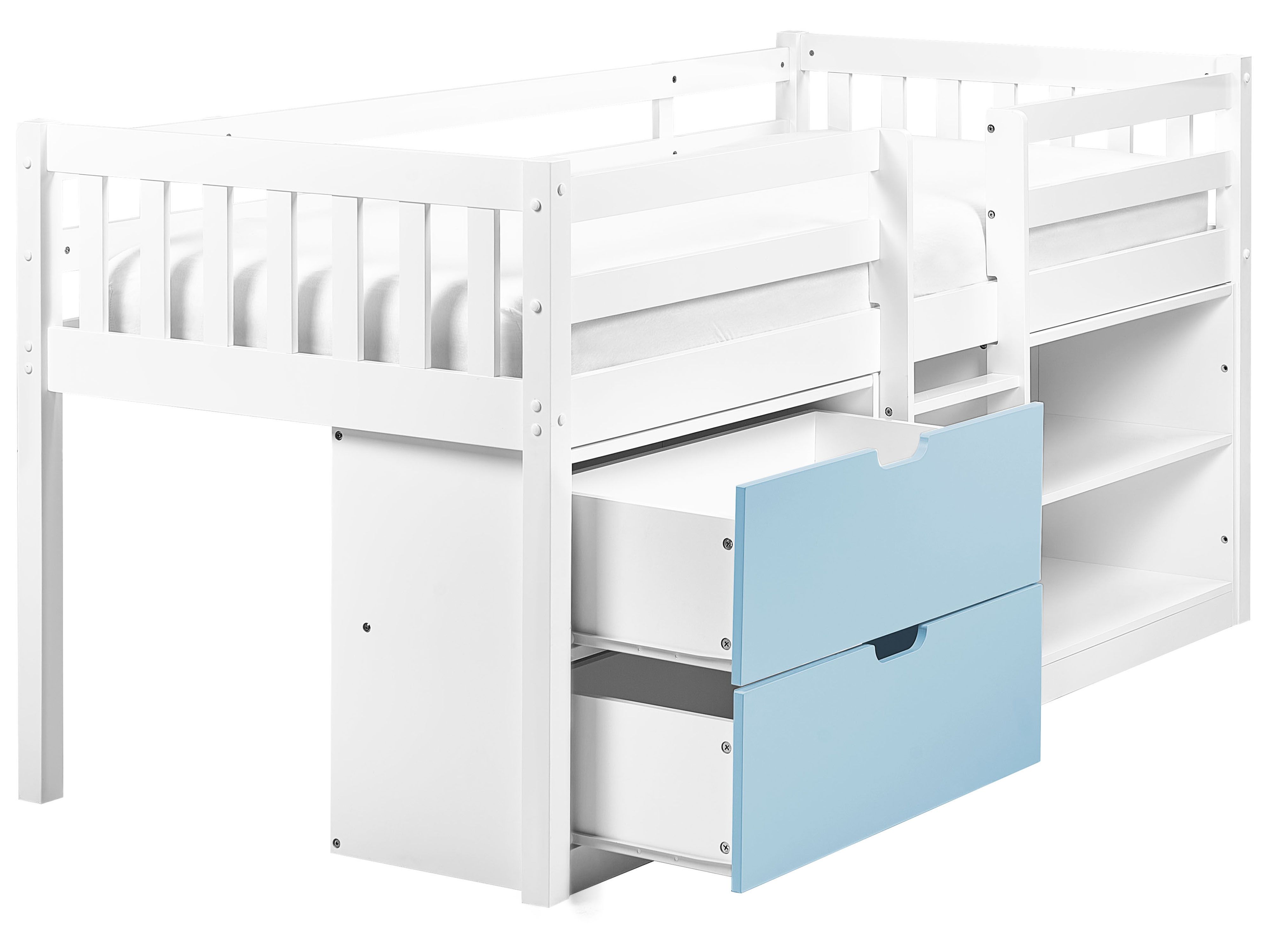 Mid Sleeper Bed Wood SUSVILLE 90 x 200 cm (EU Single) Blue
