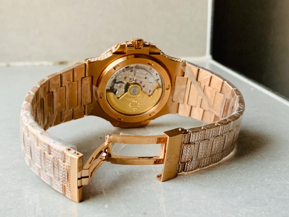 Replica PATEK PHILIPPE ICED Nautilus Jumbo 5711 RG TWF Full Paved Diamonds Dial Case and Bracelet A324 - Top club