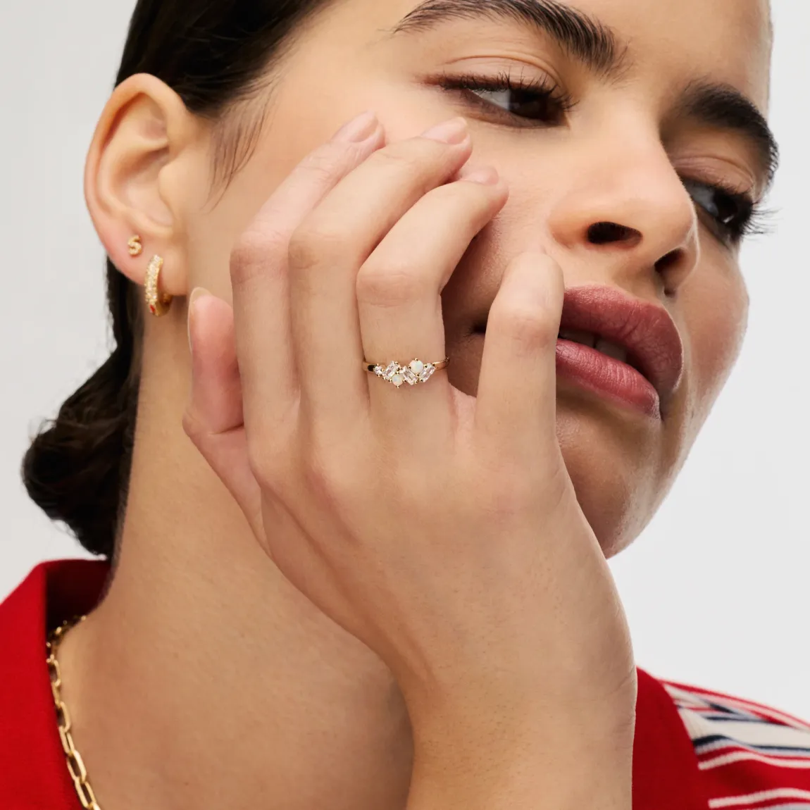 Baguette Opal Cluster Stacking Ring