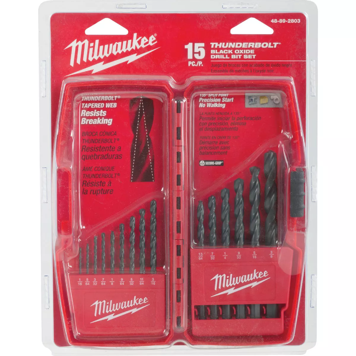 Milwaukee THUNDERBOLT 15-Piece Black Oxide Drill Bit Set, 1/16 In. through 3/8 In.