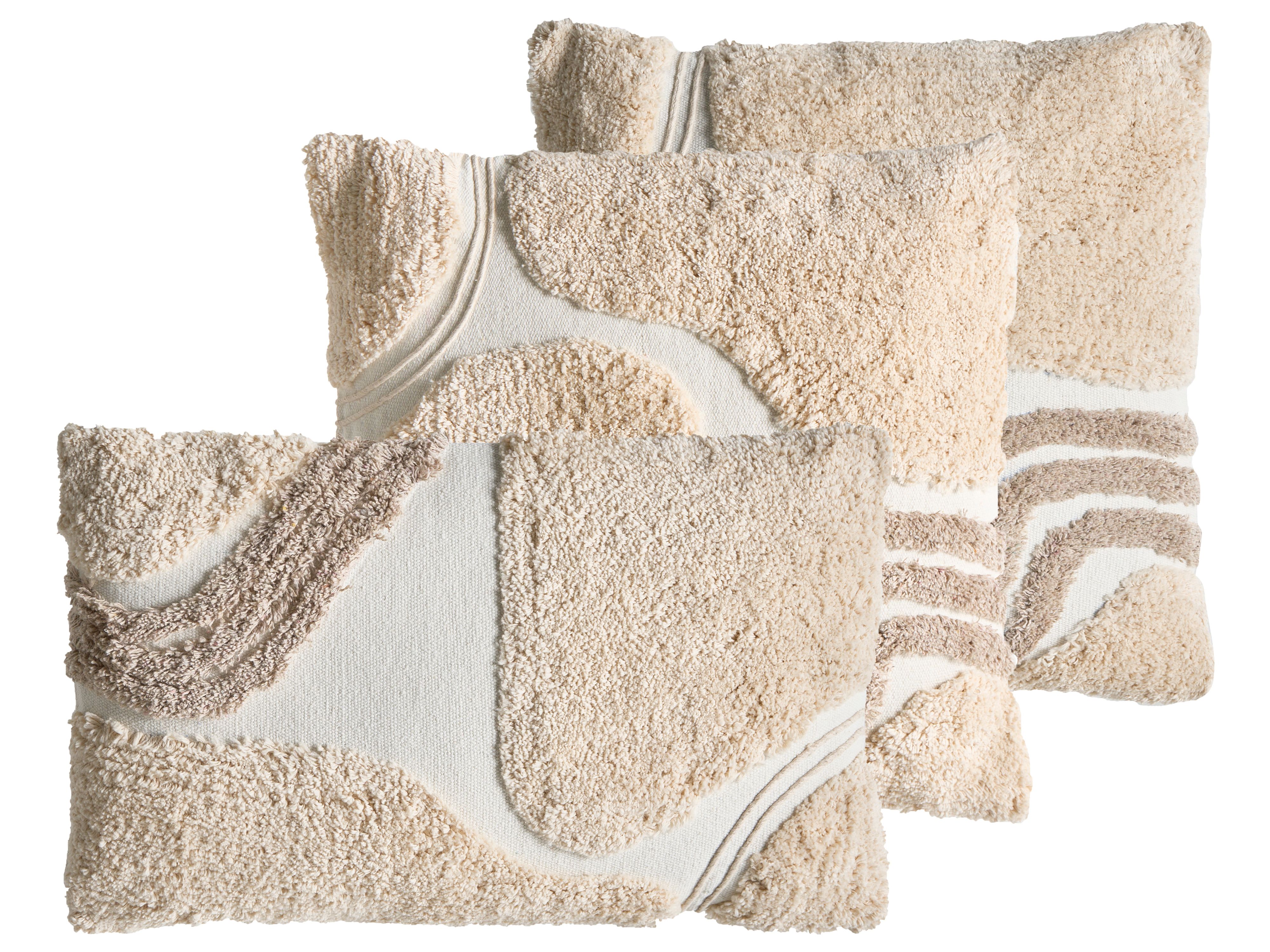 Set of 3 Decorative Cushions ALSTONIA Cotton 30 x 50 cm 45 x 45 cm Beige Abstract Pattern