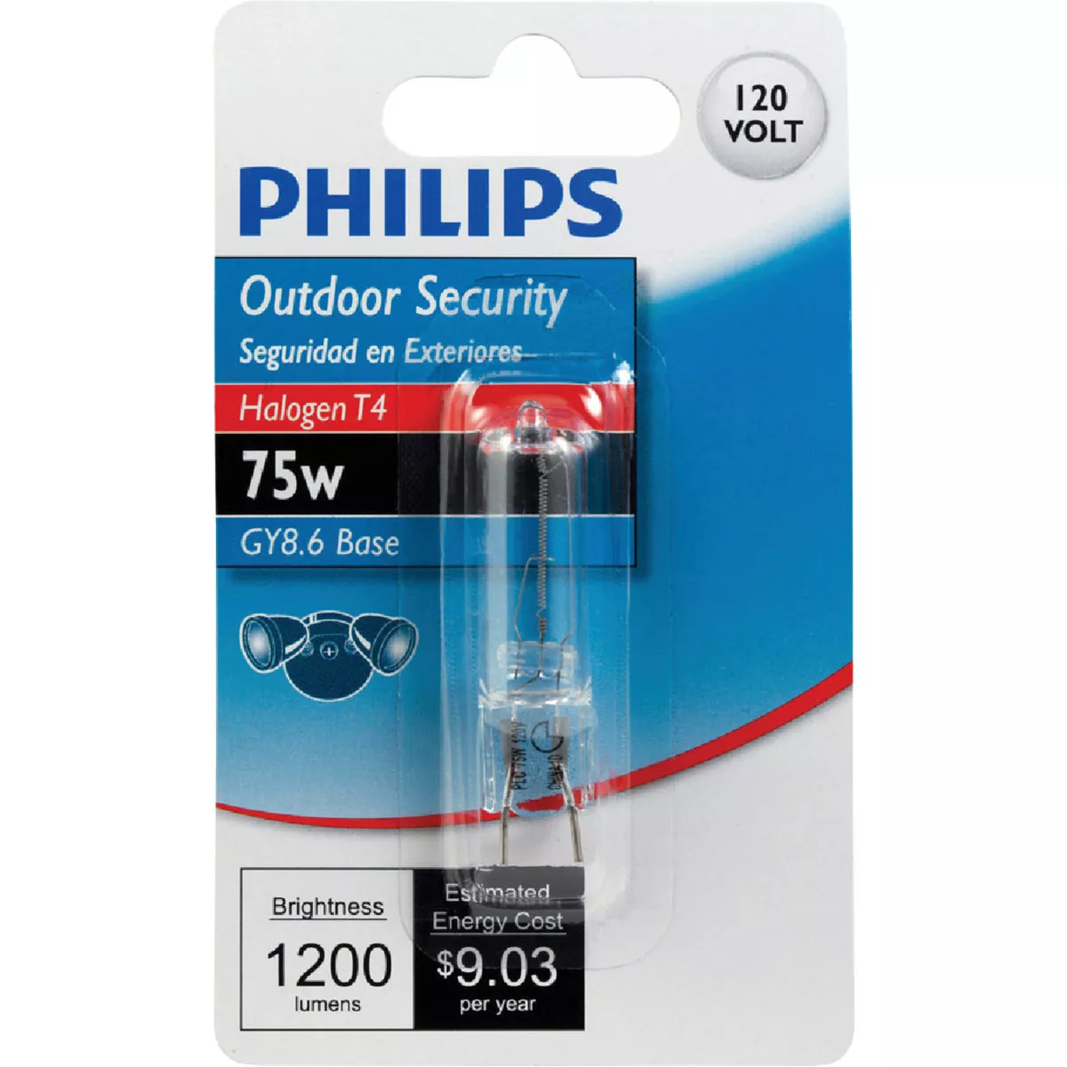 Philips 75W 120V Clear GY8.6 Base T4 Halogen Special Purpose Light Bulb