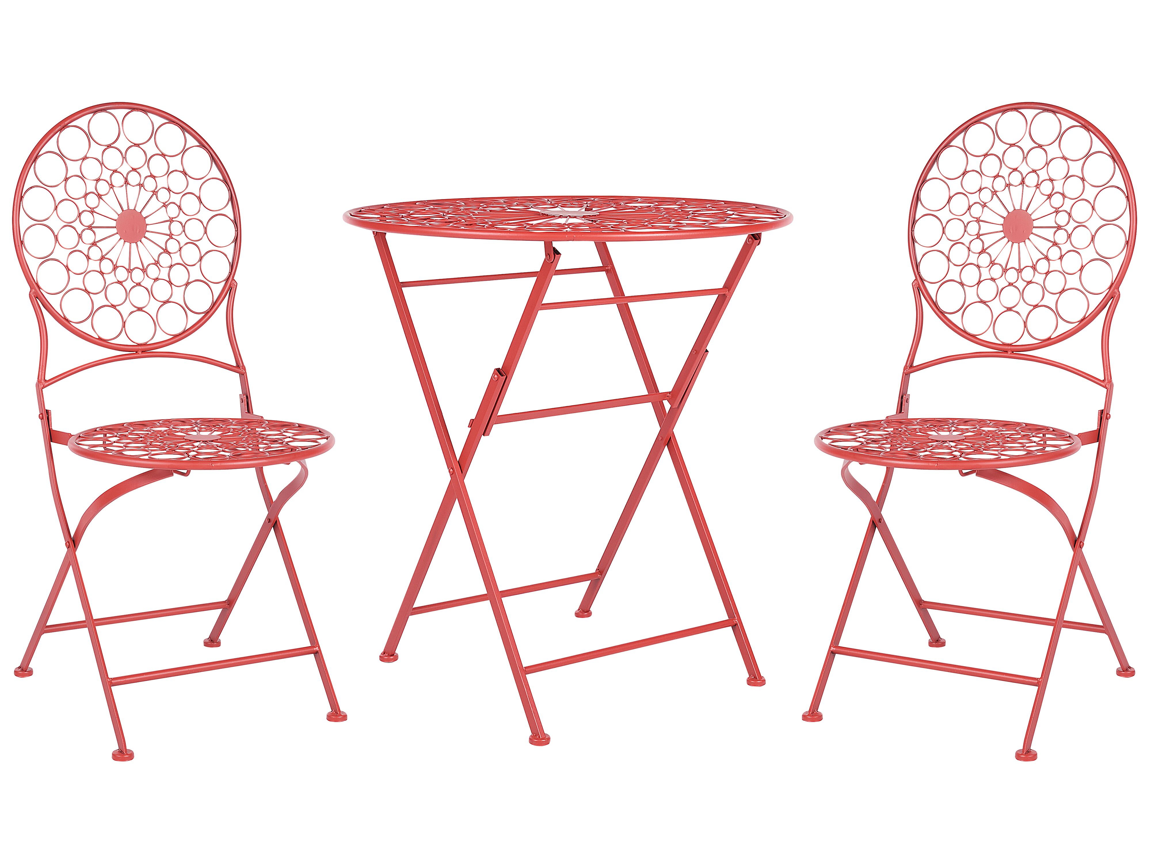 Bistro Set Folding SCARIO Metal Red