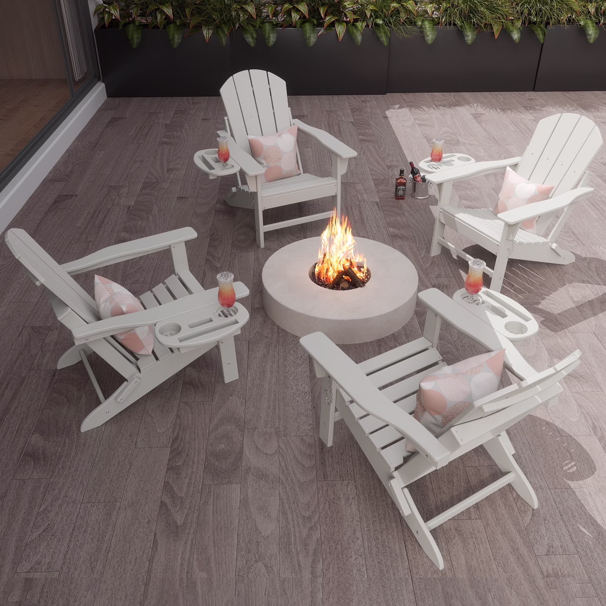 FOOWIN HDPE Plastic Adirondack Chairs Set of 4, Black - Image 50