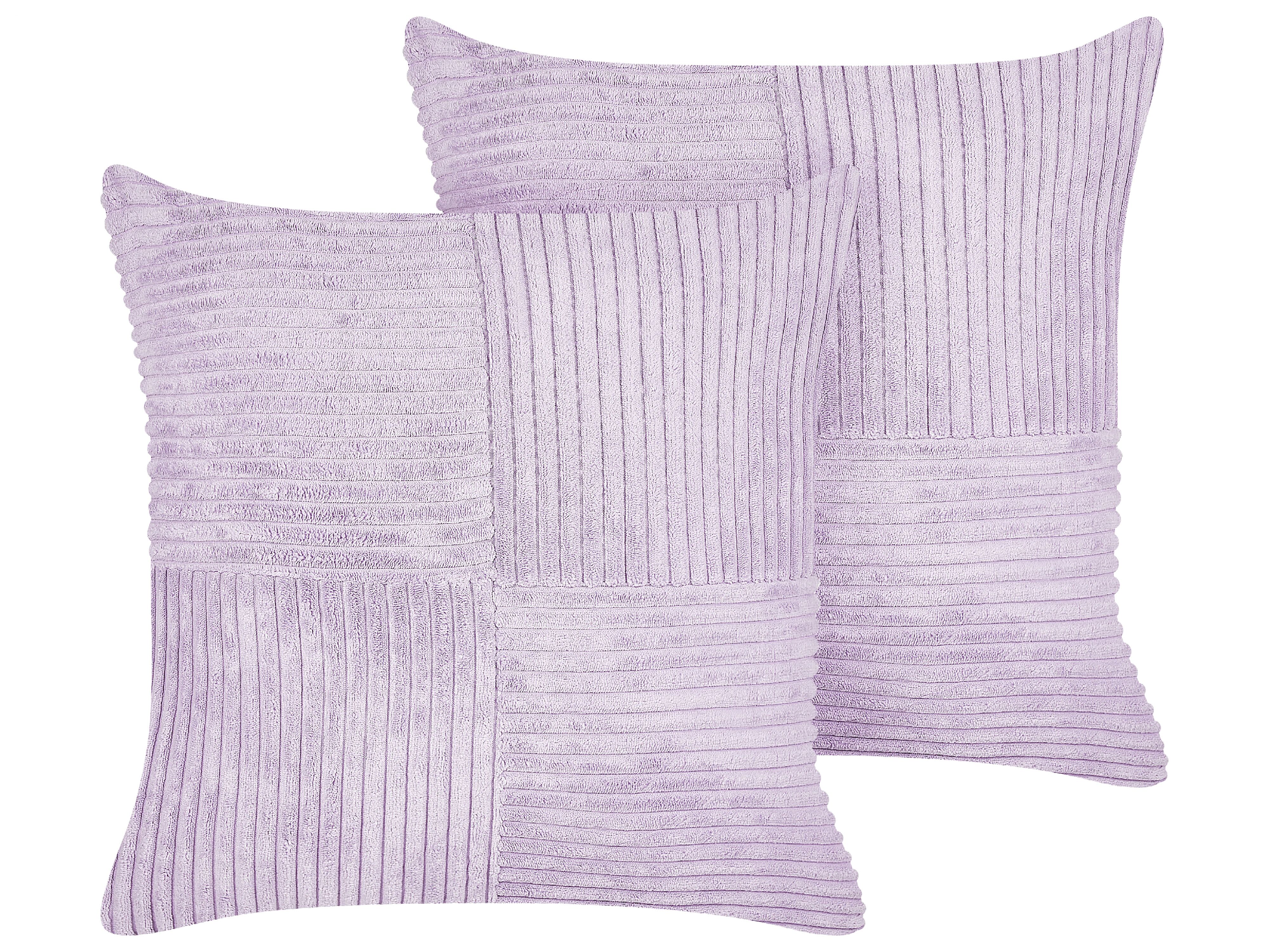 Set of 2 Decorative Cushions MILLET Corduroy 43 x 43 cm Violet Geometric Pattern