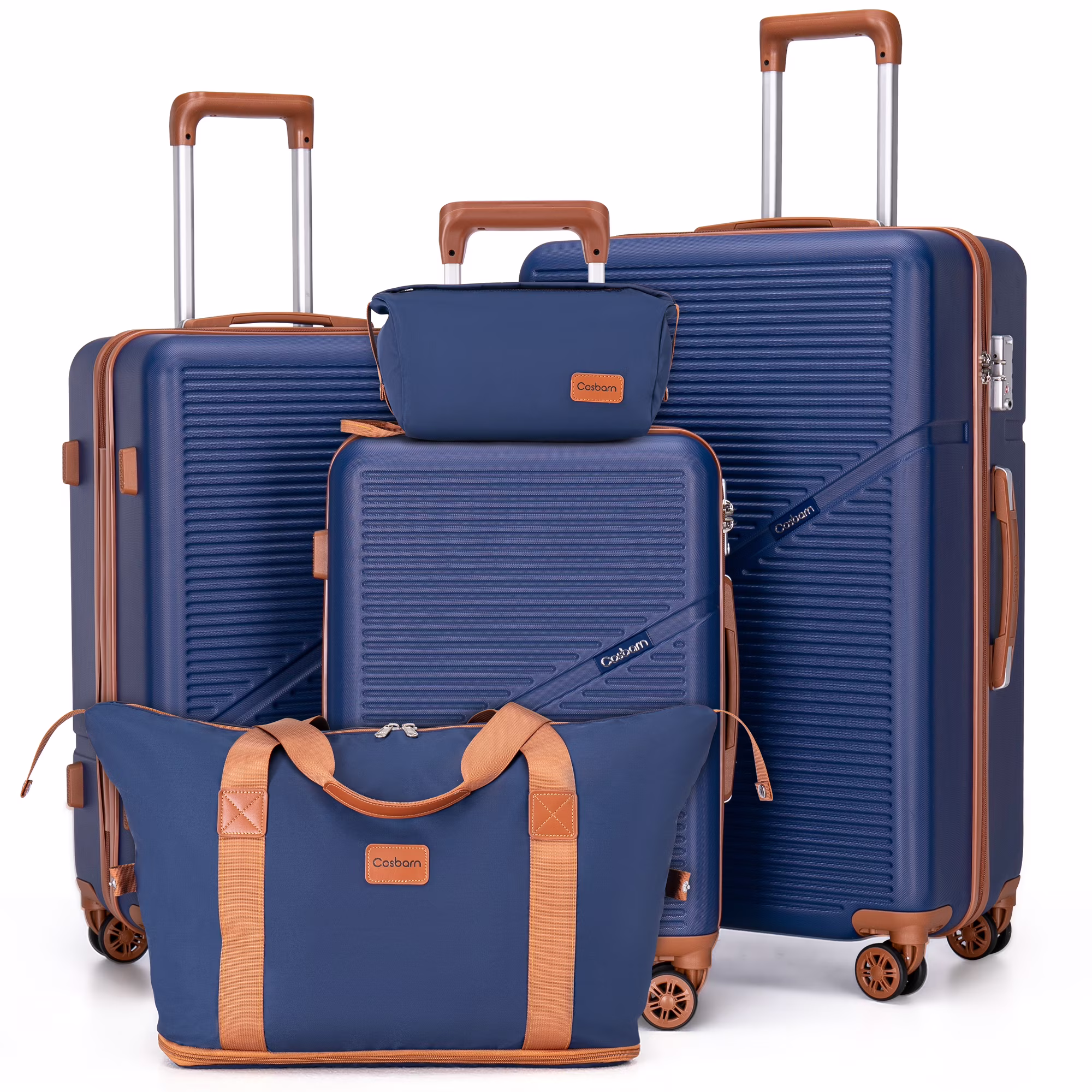 Cosbarn 5 Piece Luggage Sets ABS Hardshell Lightweight Suitcases Sets with TSA Lock Durable Spinner Wheels - Image 3