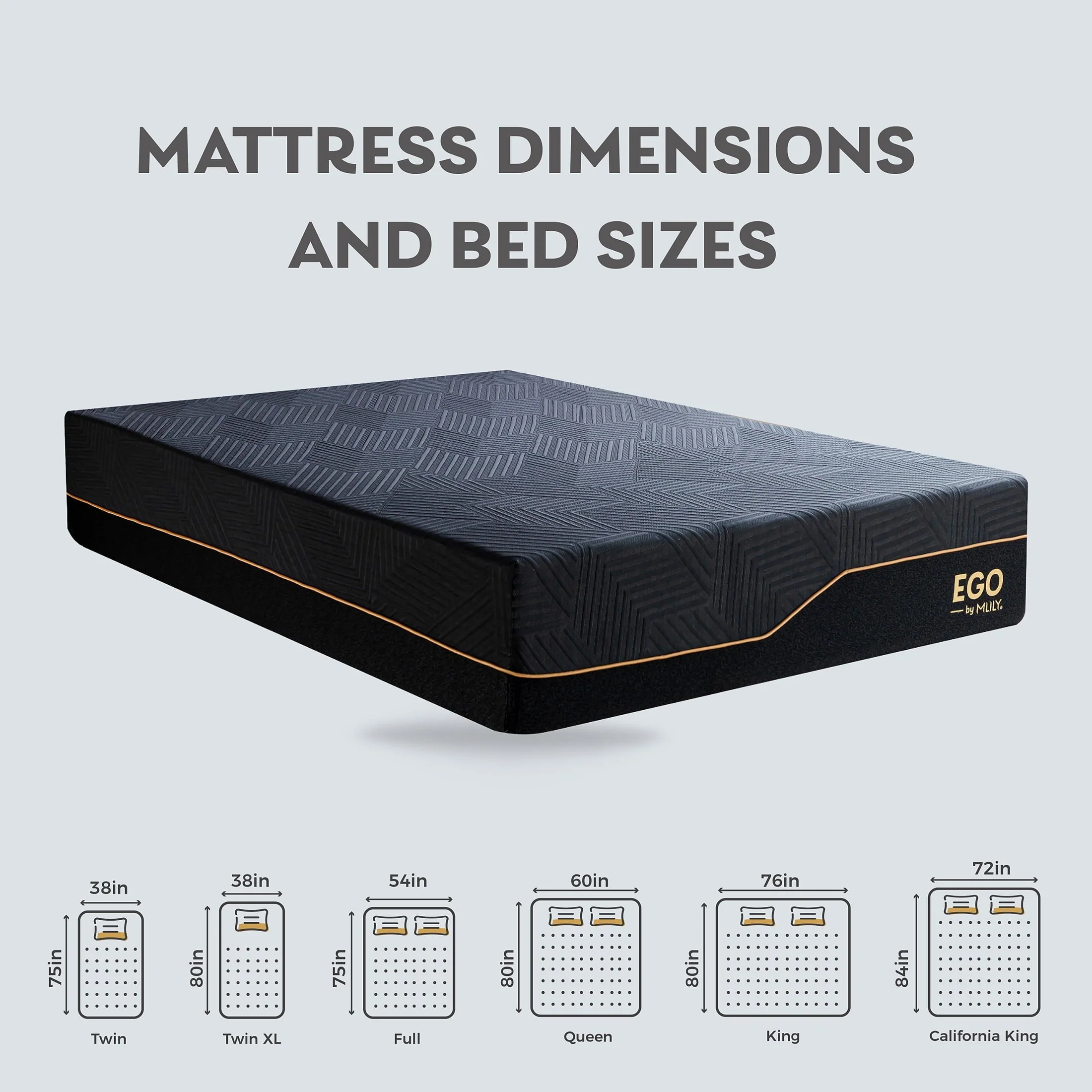 MLILY Ego Black 14 inch Queen Mattress, Cooling Gel Memory Foam Mattress in a box, Queen, Medium - Image 6