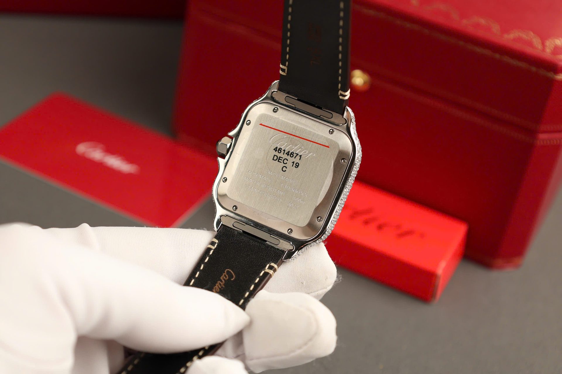 Cartier Santos White Dial Replica Watch Custom Diamonds Moissanite BV Factory 39.8mm - Top club