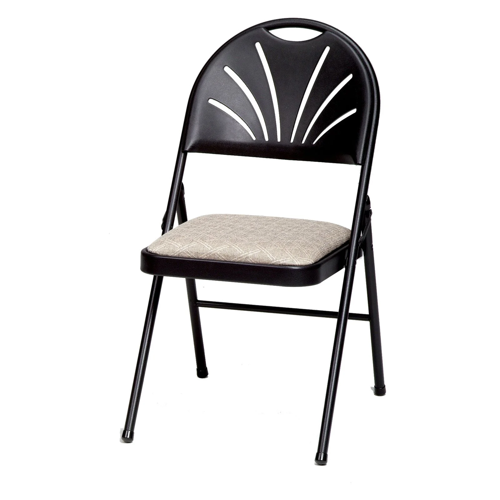 Plastic and steel high back folding chair - Zuni fabric with Black frame