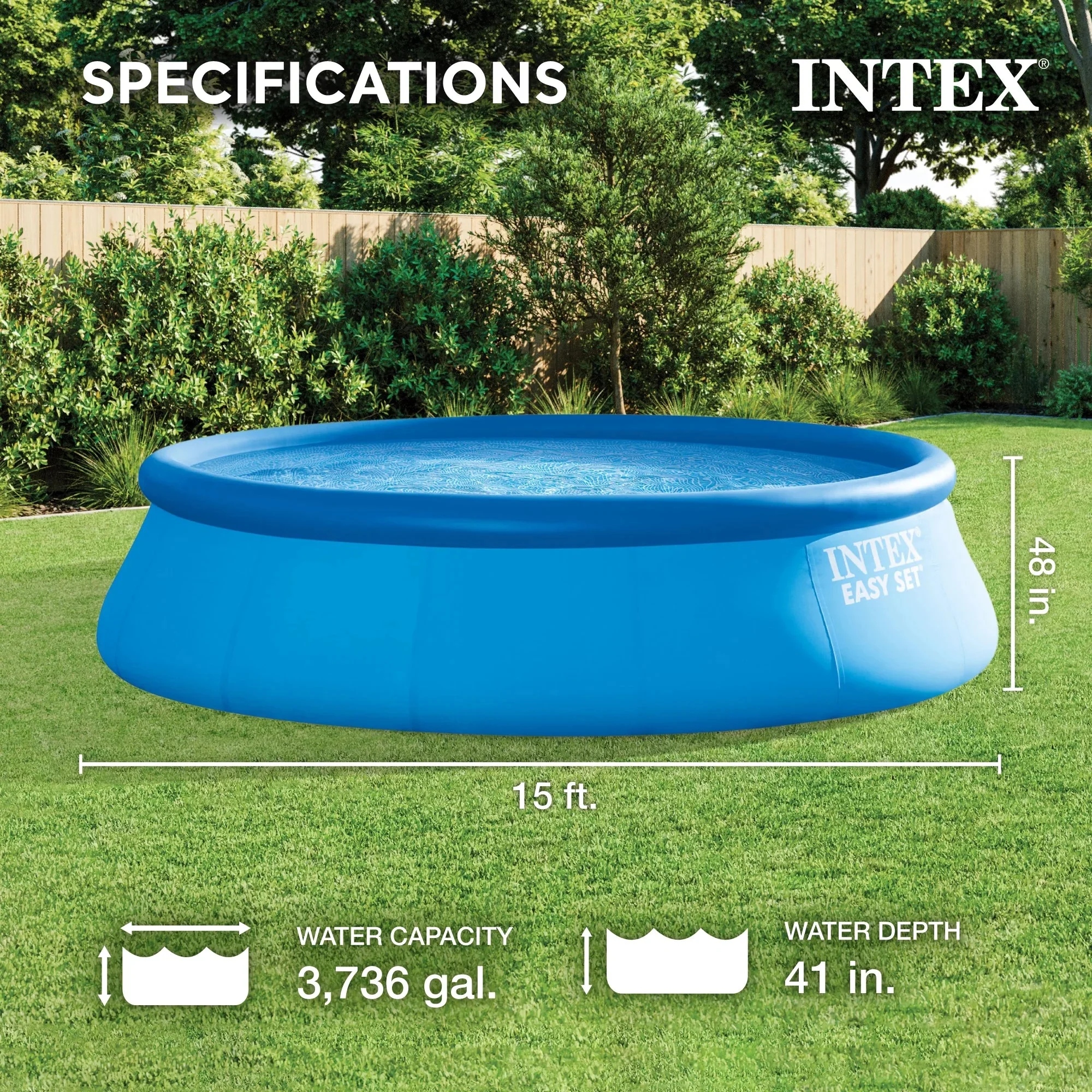INTEX Easy Set Inflatable Round Pool, 15 ft x 48 in - Filter Pump And Accessories - Image 3 INTEX Easy Set Inflatable Round Pool, 15 ft x 48 in - Filter Pump And Accessories - Image 3