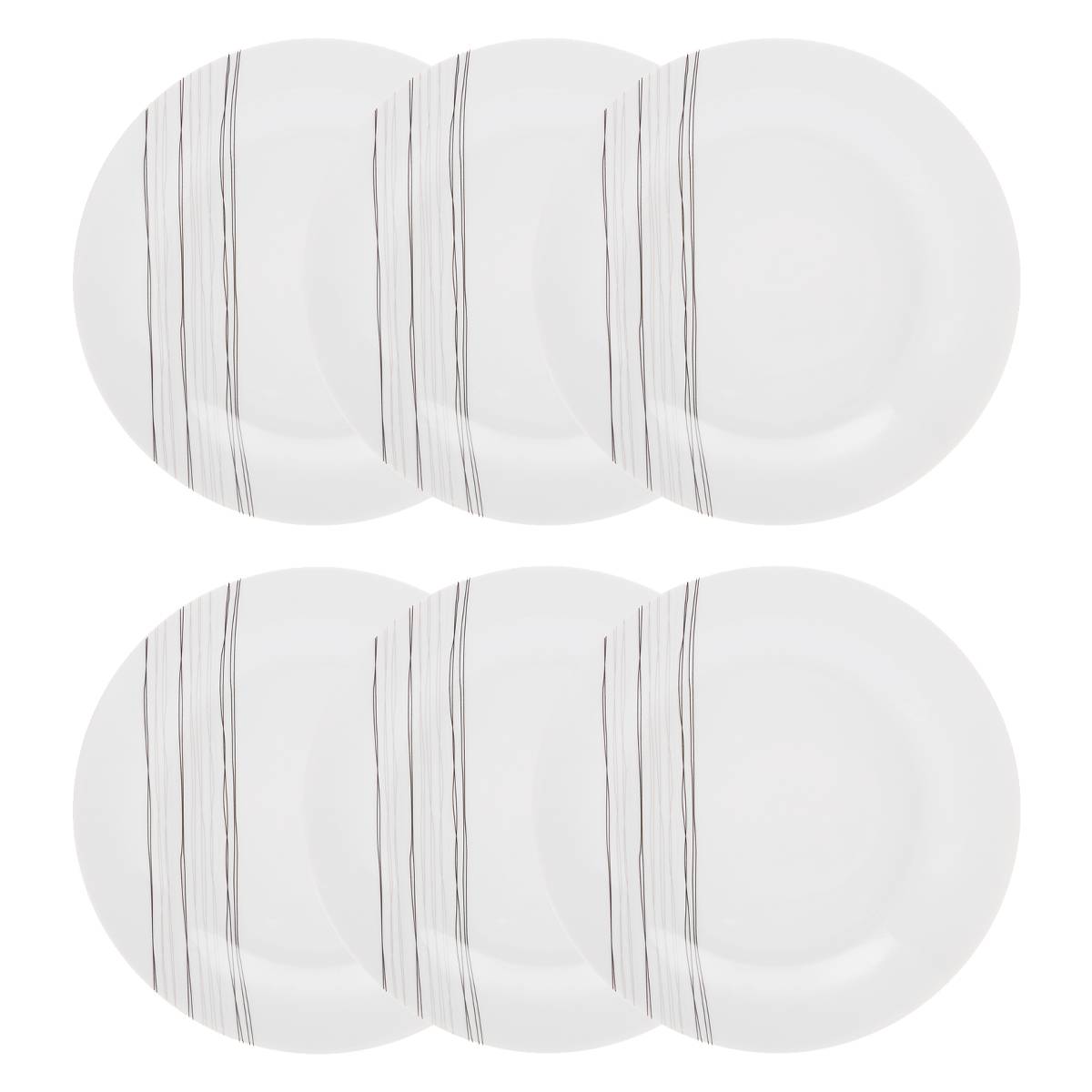 Set of 6 dinner plates "Lignes" D.27 cm, White