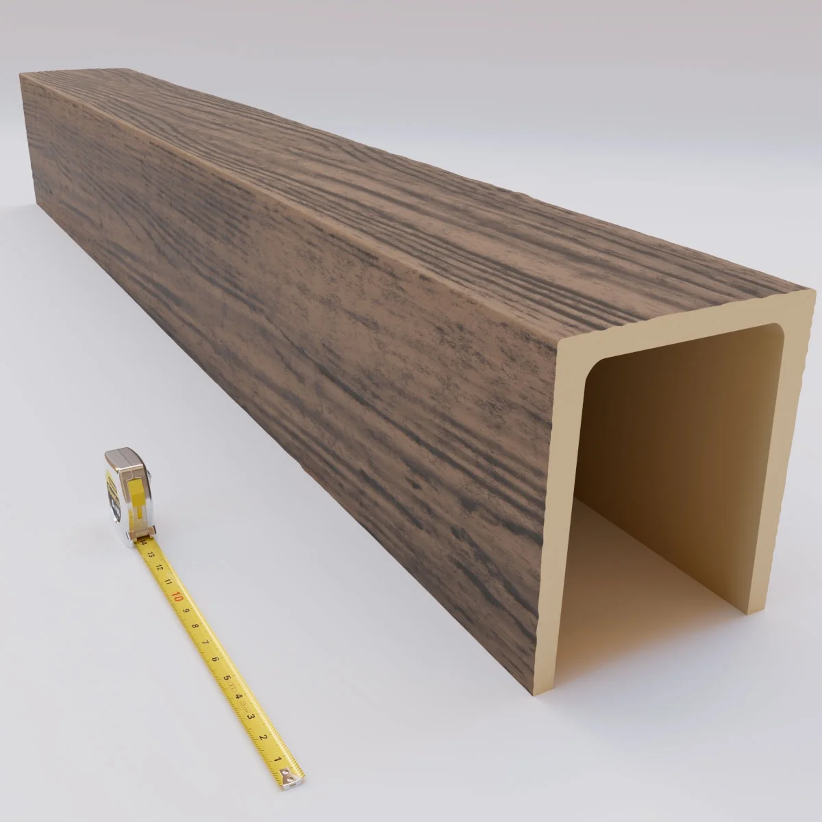 Ekena Millwork 3 1/2"W x 3 1/2"H x 120"L 3-Sided (U-Beam) Mena HeritageTimber Faux Wood Ceiling Beam, Kona Brown - Image 8