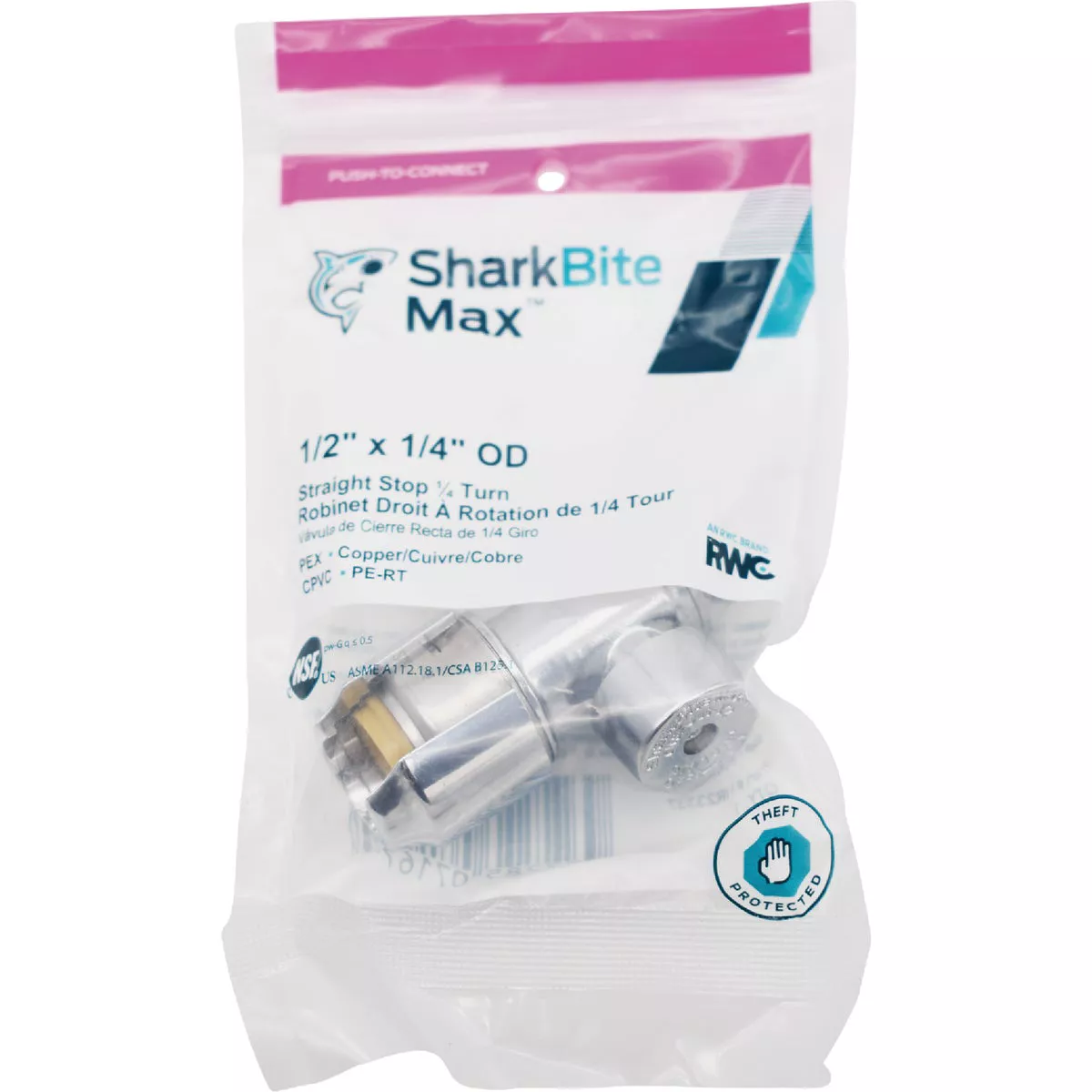 SharkBite 1/2 In. x 1/4 In. Compression Brass Straight Stop Valve