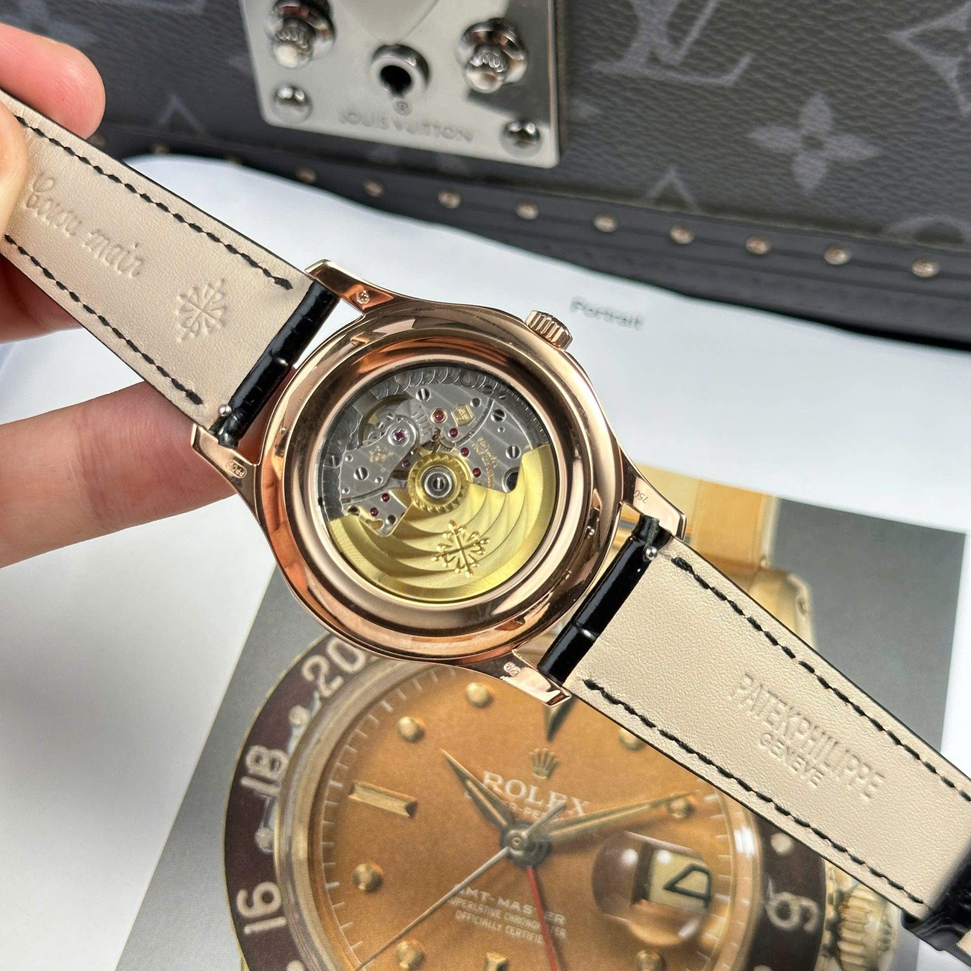 Patek Philippe Complications 5205R Replica Watch Black Dial Rose Gold 40mm - Top club