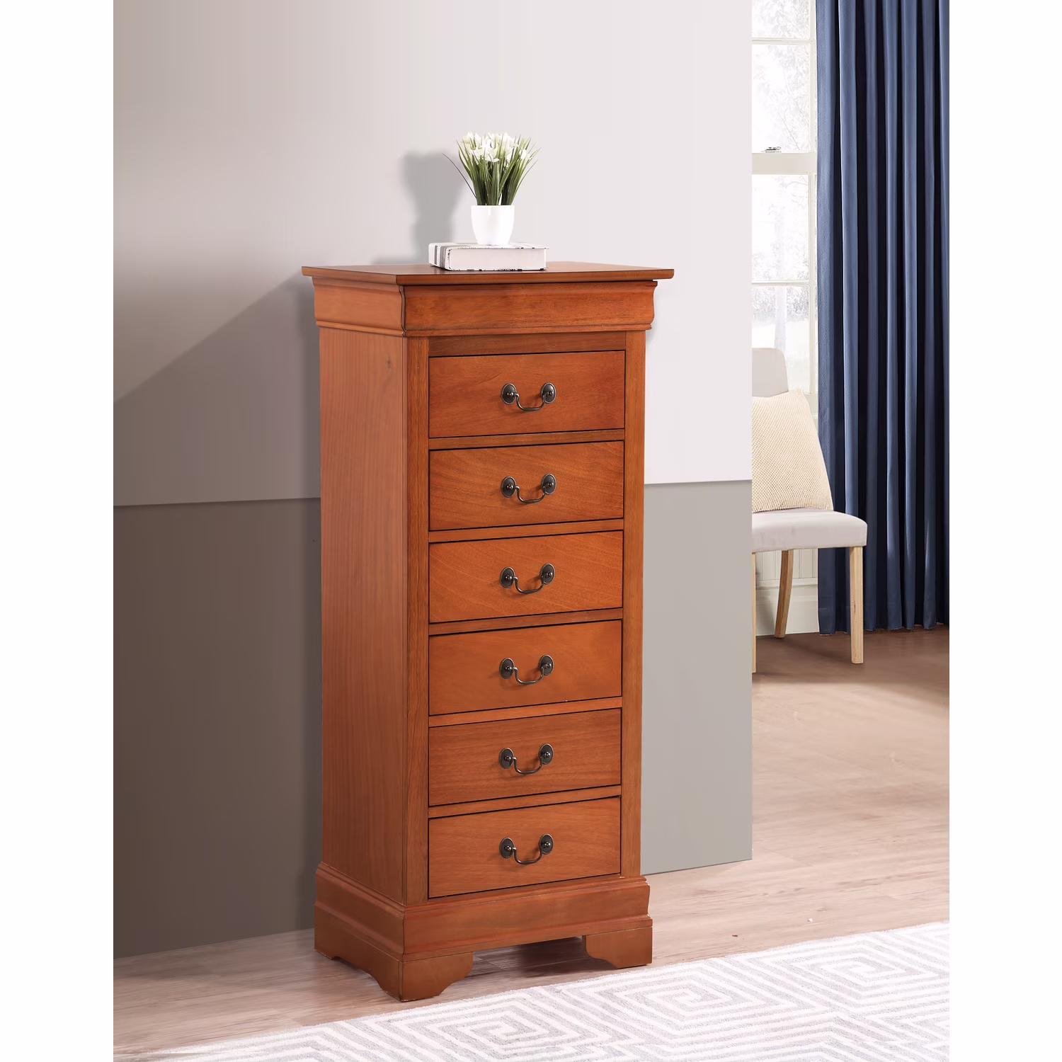 Glory Furniture Louis Phillipe 7 Drawer Lingerie Chest in Cherry - Image 12