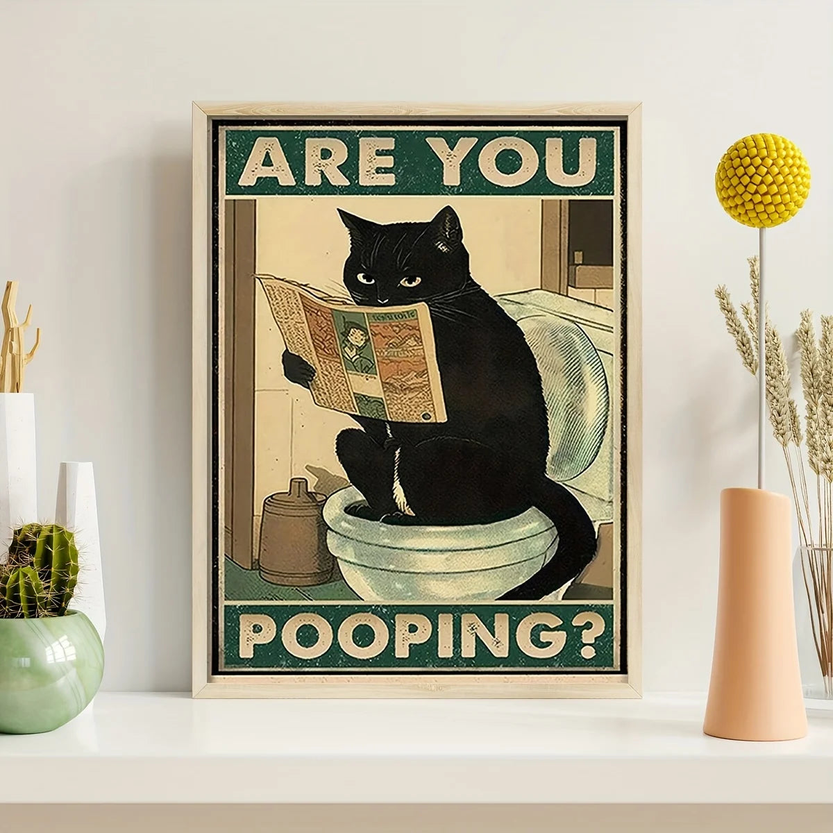 TabbyTimes - Vintage Kattenaffiche voor Woonkamer - Grappige Kat Poster voor Badkamer Decor