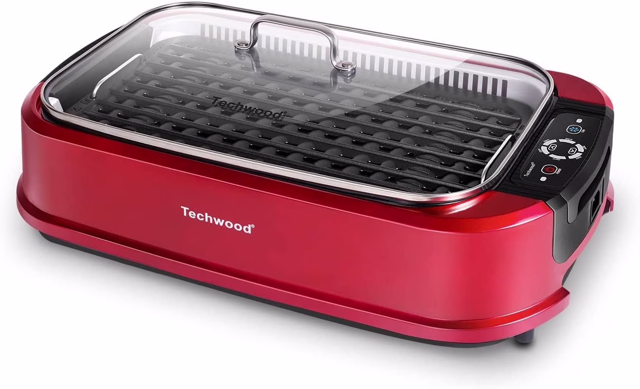 Techwood Indoor Smokeless Grill, 1500W, Black, Electric Portable Korean BBQ Grill with Tempered Glass Lid - Image 5