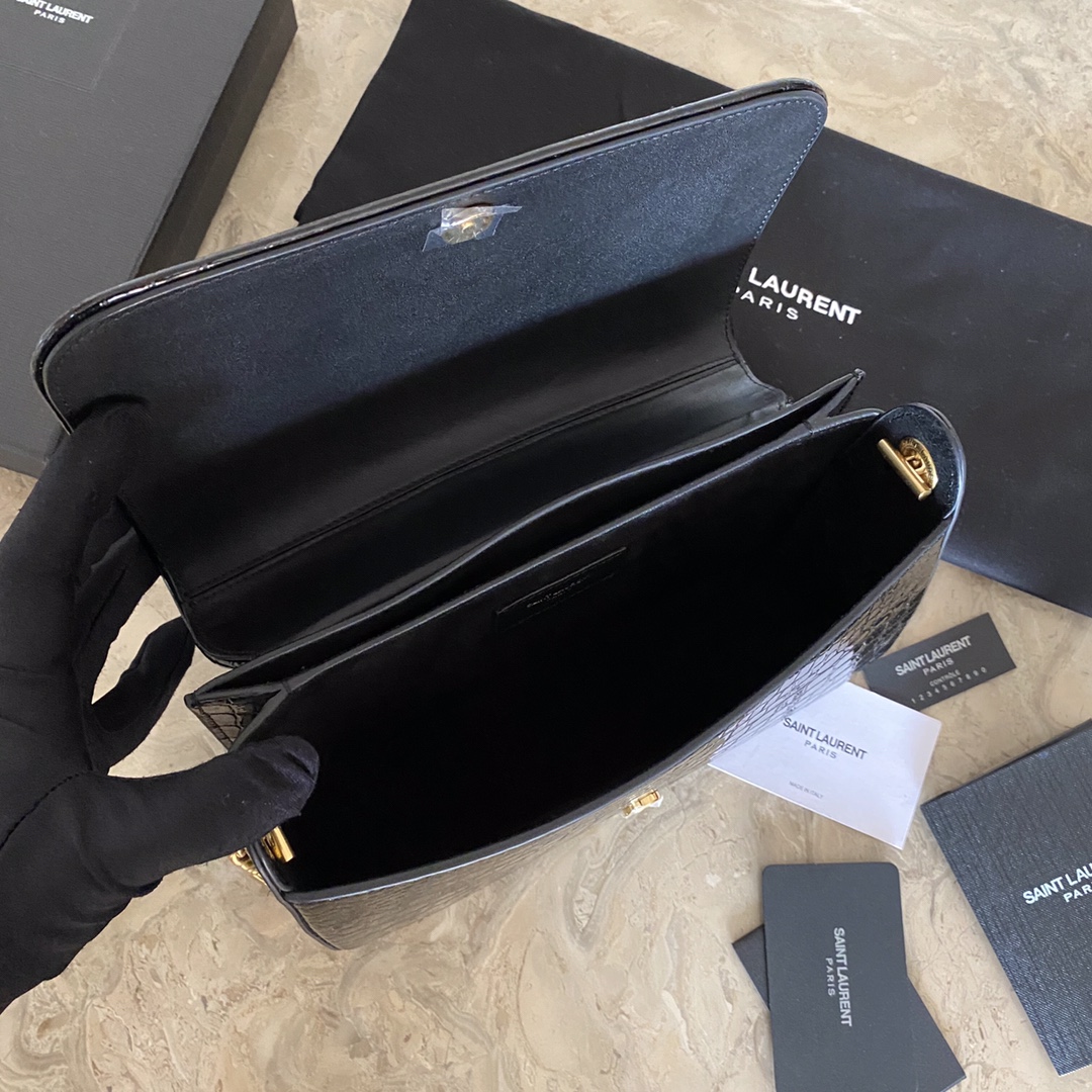 ELISE SHOULDER BAG IN ALLIGATOR-EMBOSSED PATENT LEATHER1:1High-quality replica