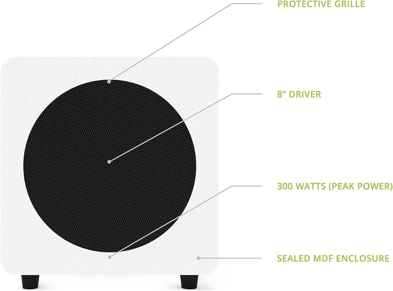 Kanto SUB8VMW Sealed Powered Subwoofer | 300W Peak Power | 8