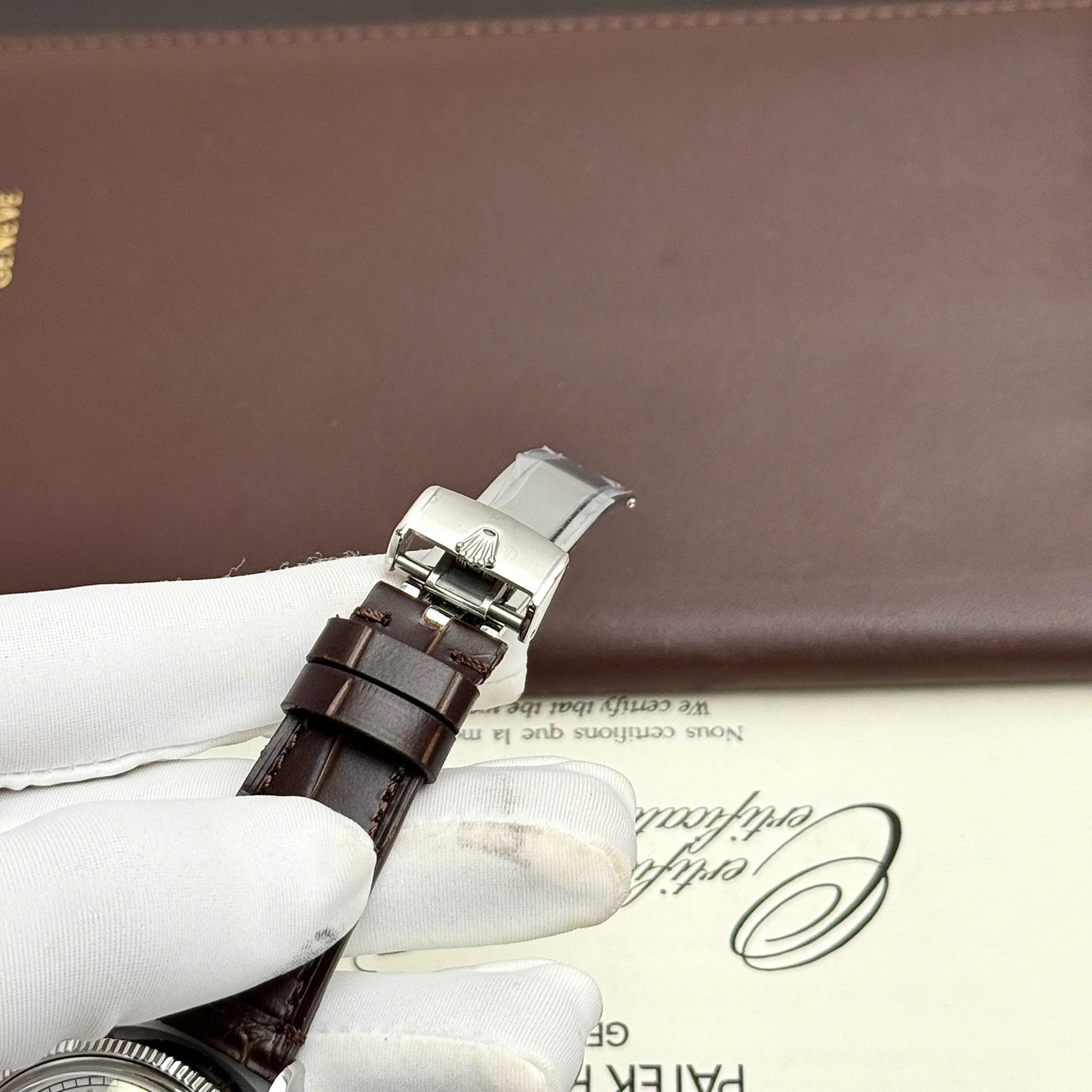 Rolex Perpetual 1908 Fake Watch White Dial Leather Strap 39mm - Top club