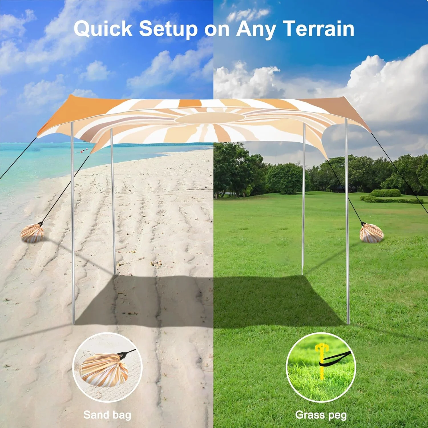 Beach Tent, UPF 50+ Beach Canopy Sun Shade, Portable 10×10 FT Large Pop-Up Beach Tent Sun Shelter with Sand Anchors, Ground Pegs, Easy Setup for Beach, Camping, Park, and Backyard Fun - Image 24