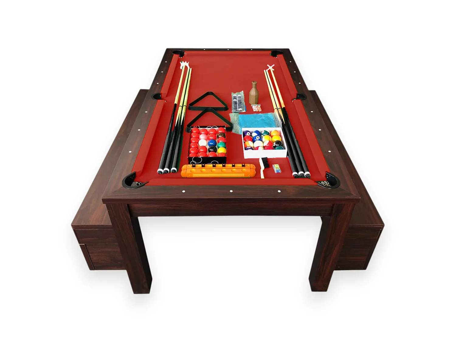 Table de billard convertible 7 pieds avec bancs de rangement – Etna
