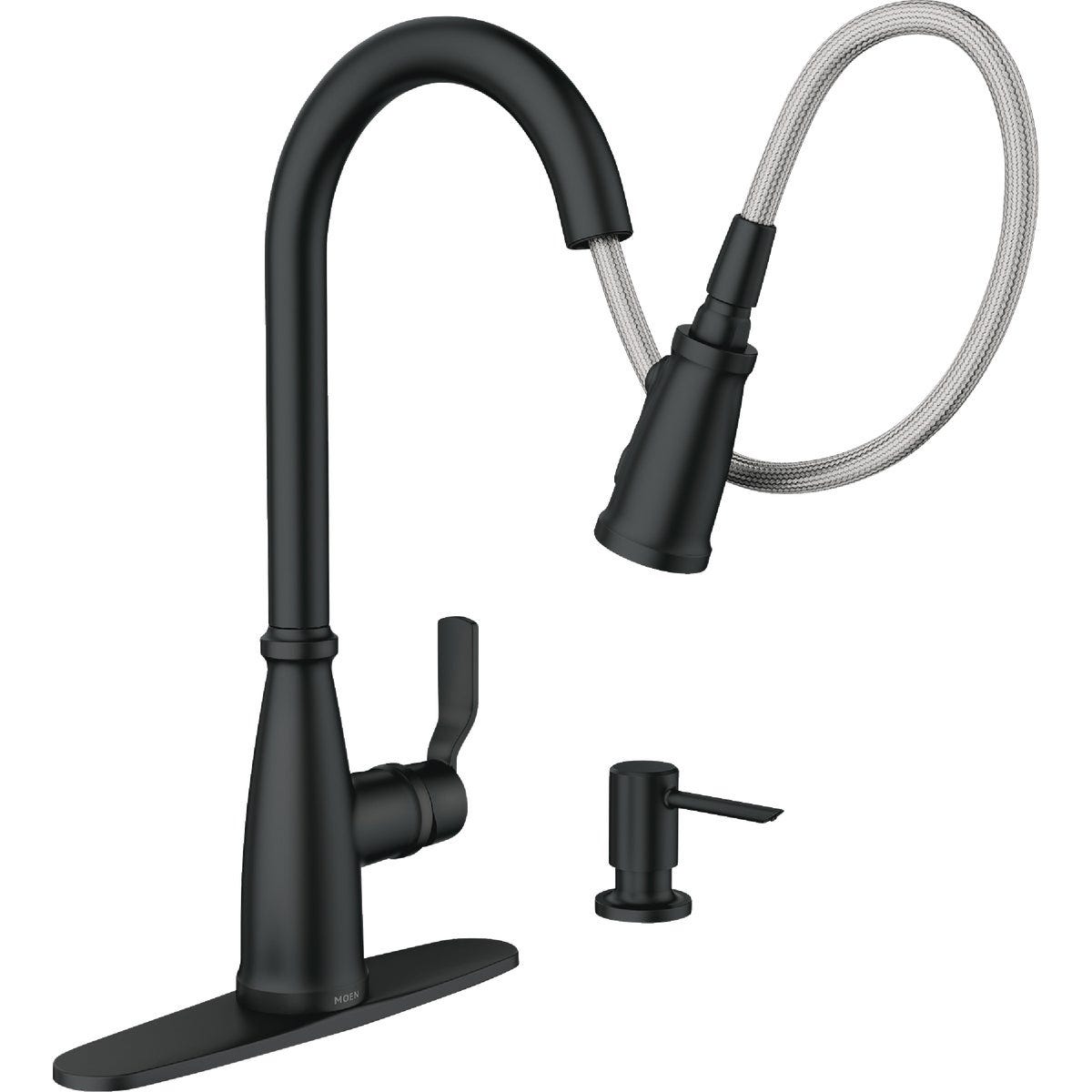 Moen Nolia 1-Handle Pull-Down High Arc Kitchen Faucet, Matte Black