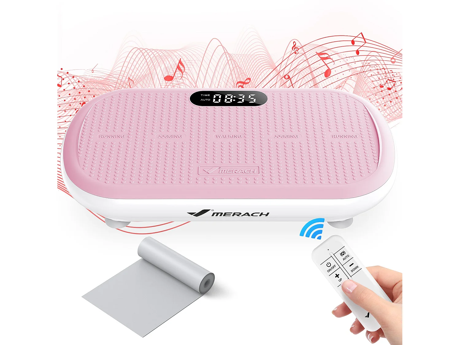 Plateforme Vibrante MERACH, 10 vitesses, 11 programmes, LED, Bluetooth, télécommande, charge max 200 kg