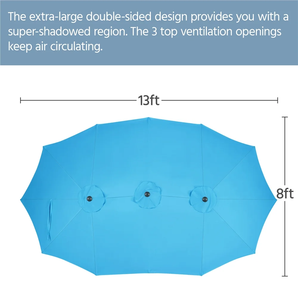 Topeakmart 13ft Patio Parasol Canopy with Crank, Tan - Image 47