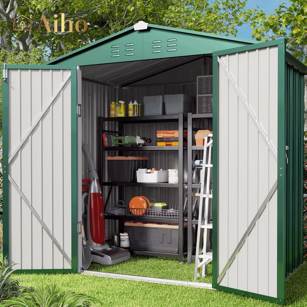 6' x 4' Outdoor Storage Shed on Sale, Aiho Shed & Outdoor Storage Clearance, Metal Storage Shed for Outside, Backyard, Garden & Patio - Dark Gray - Image 3