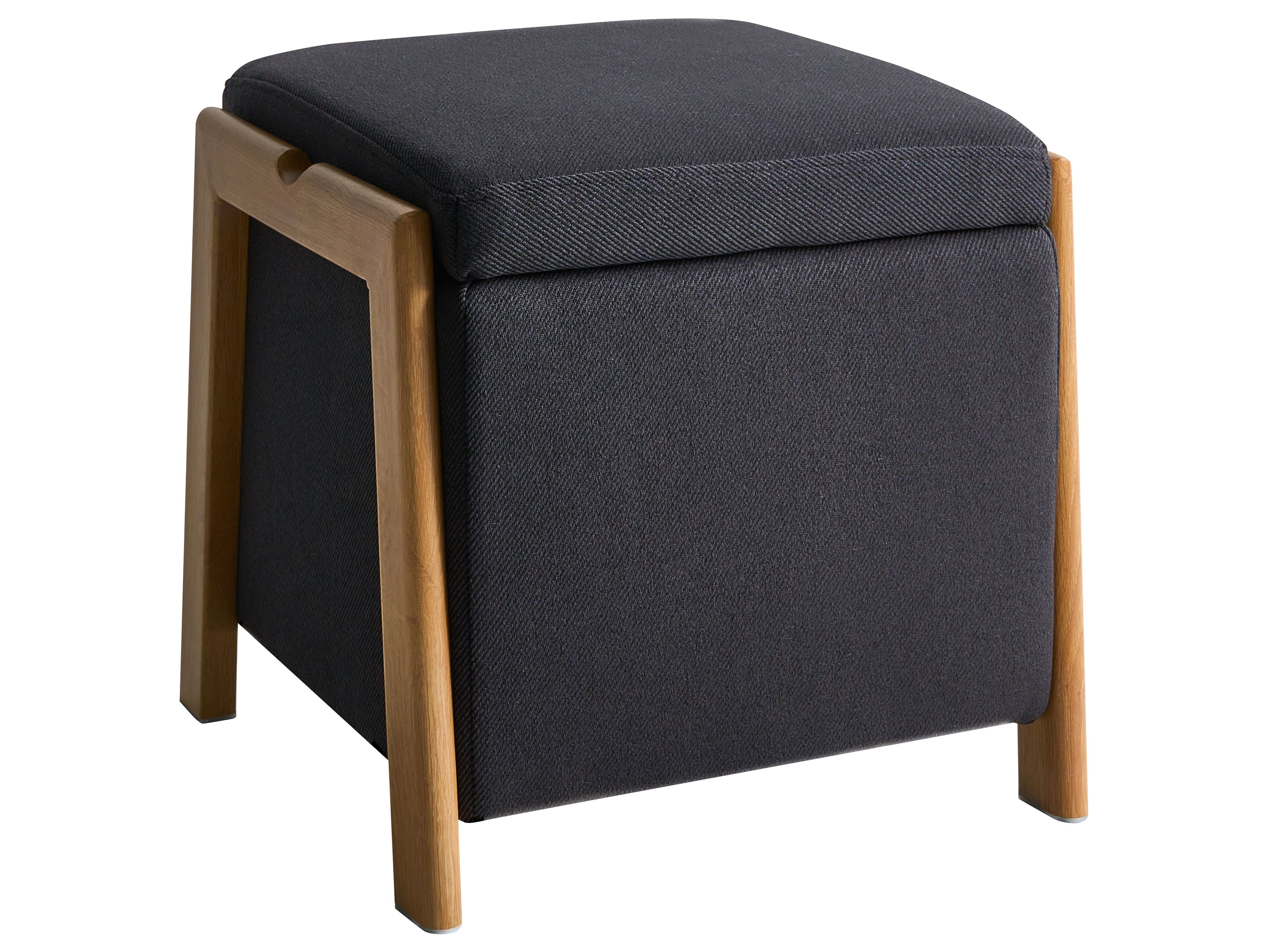 Storage Pouffe EDLAND Fabric 45 cm 43 cm Black
