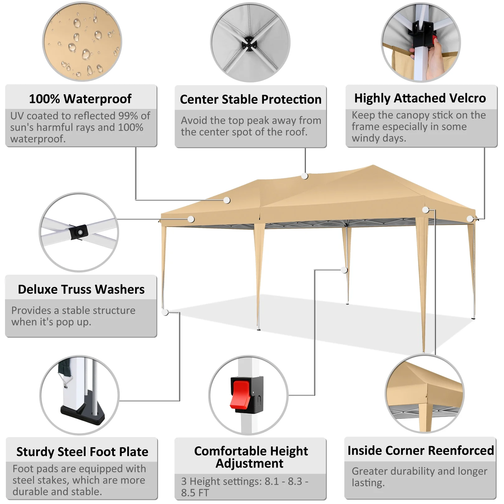 SANOPY 10'x10' EZ Pop Up Canopy Tent Outdoor Party Instant Shelter Portable Folding Beach Canopy with 4 Sandbag & Carrying Bag, Black - Image 31