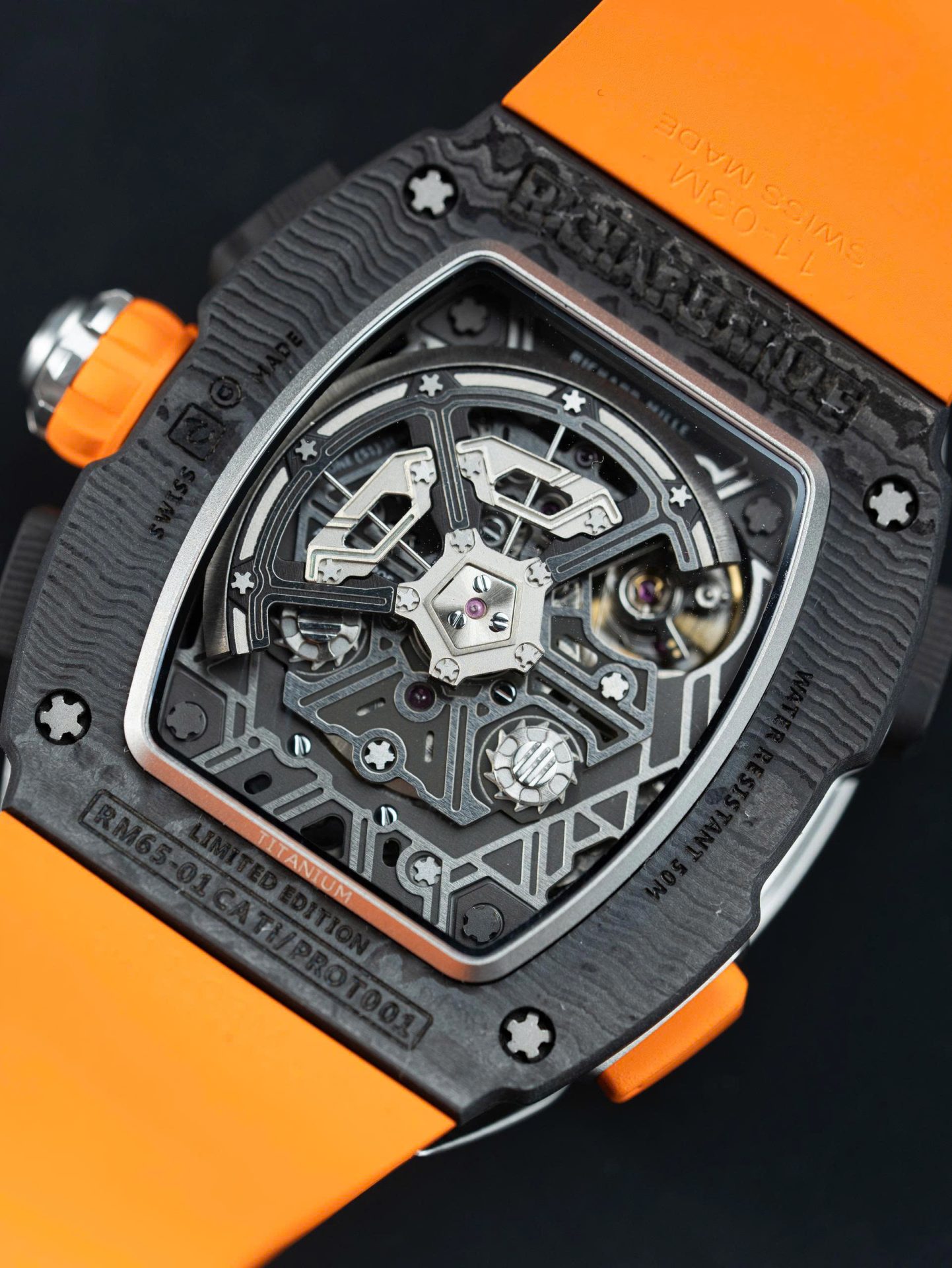 Richard Mille RM65-01 Replica Watches Orange Rubber Strap 44.5��49.9mm - Top club