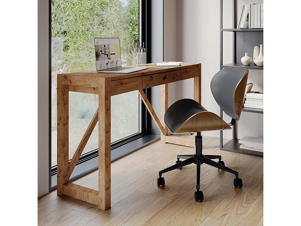 Chaise de bureau pivotante en cuir synthétique noir 79-91cm - Baudoin