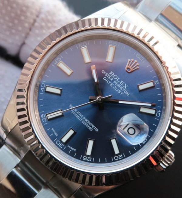 Replica Rolex DateJust II SS Fluted Bezel Blue Dial SS Bracelet A3136 - Elite Watch Atelier