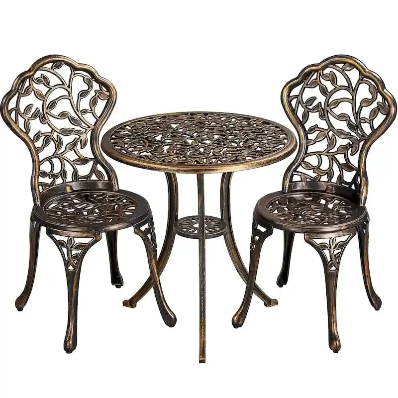 Yaheetech 3-Piece Aluminum Patio Bistro Set With 2 Chairs And Table - Antique Finish - Image 3 Yaheetech 3-Piece Aluminum Patio Bistro Set With 2 Chairs And Table - Antique Finish - Image 3