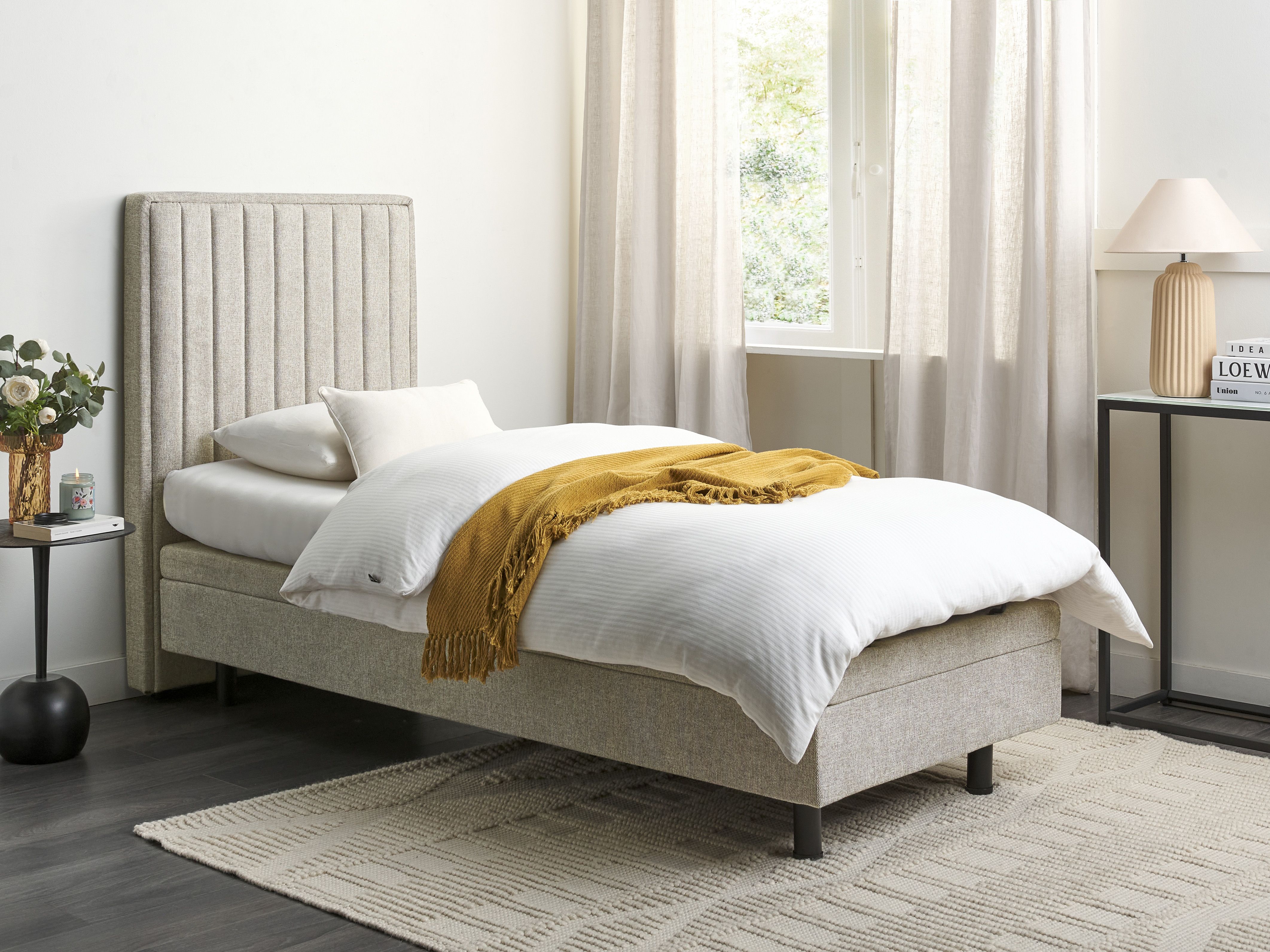 Adjustable Bed Fabric CASTELLAN 90 x 200 cm (EU Single) Beige